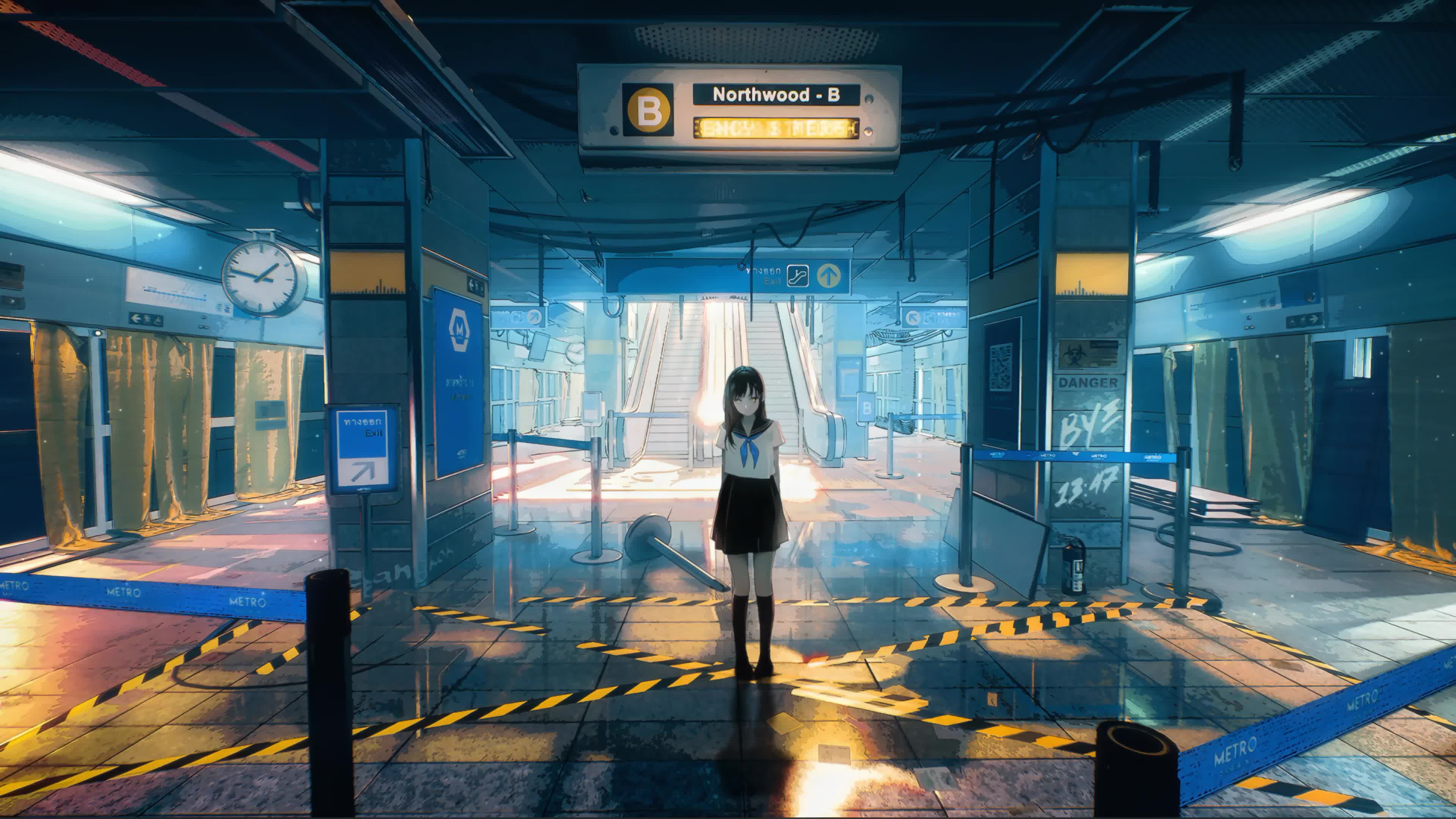 Subway Station Lycoris Recoil (リコリス・リコイル ) Anime Art Live Wallpaper