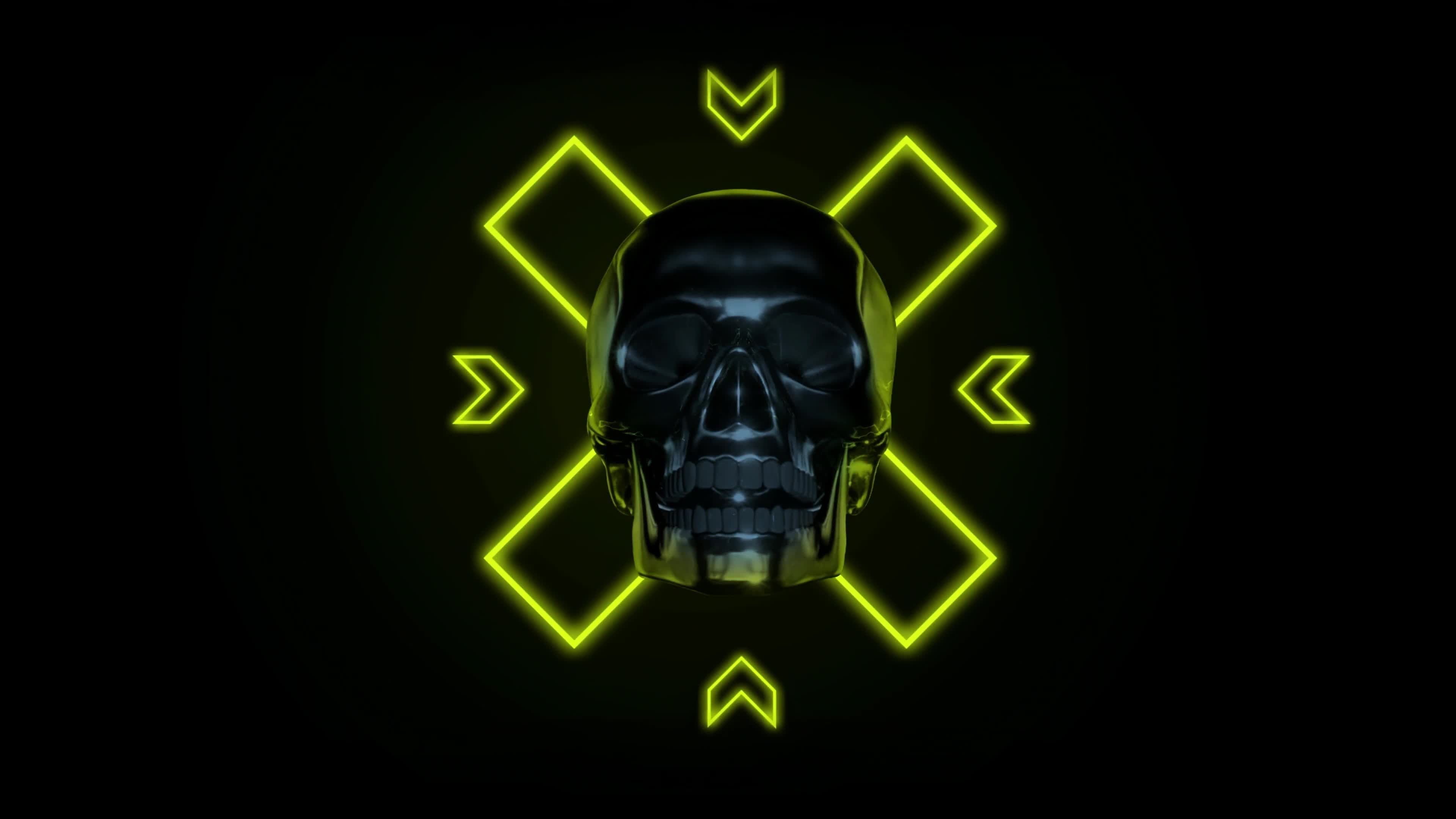 Neon RGB Metallic Skull Fantasy Background 4K Quality Live Wallpaper