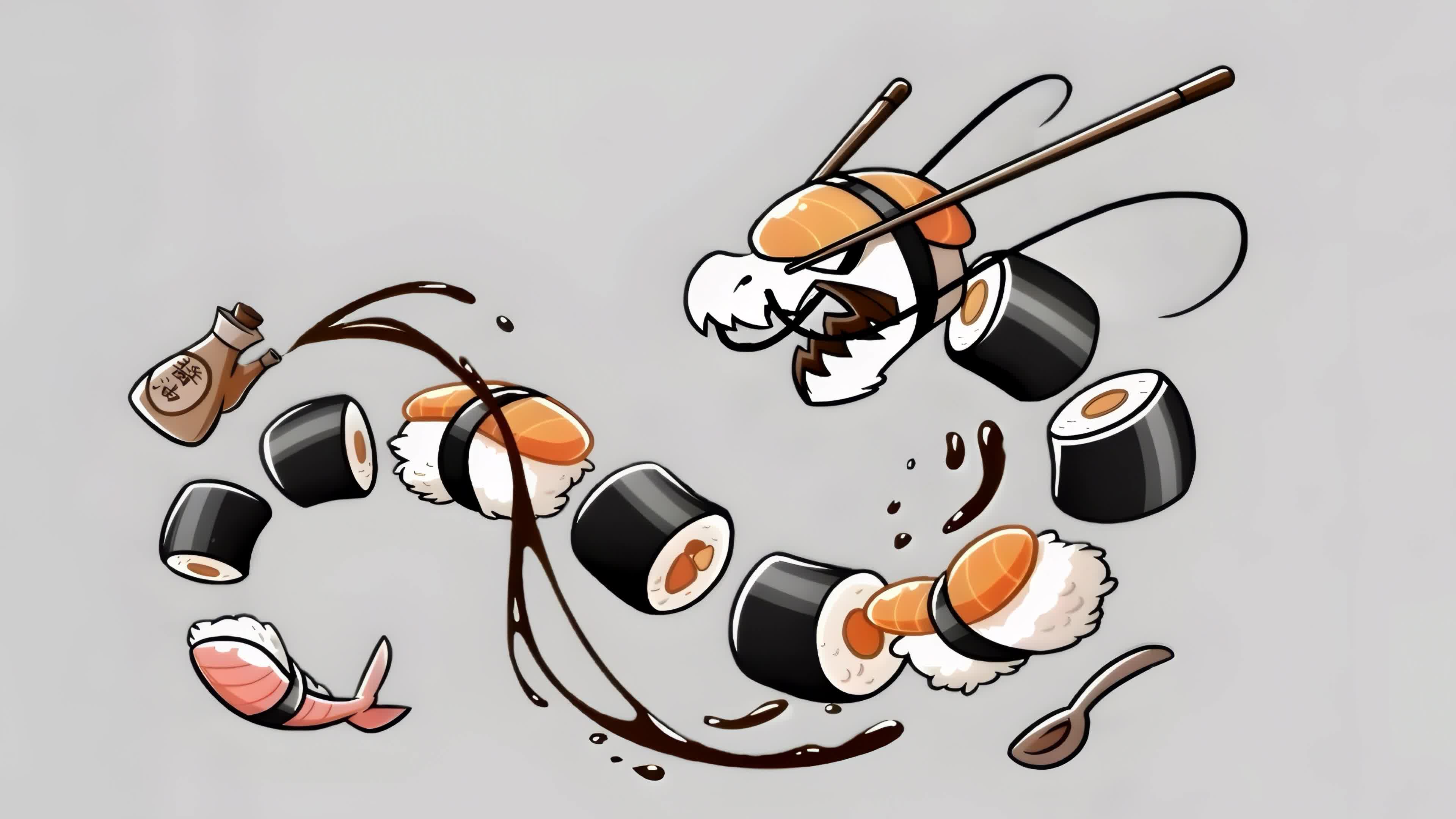 Sushi Dragon Abstract Minimalism Live Wallpaper