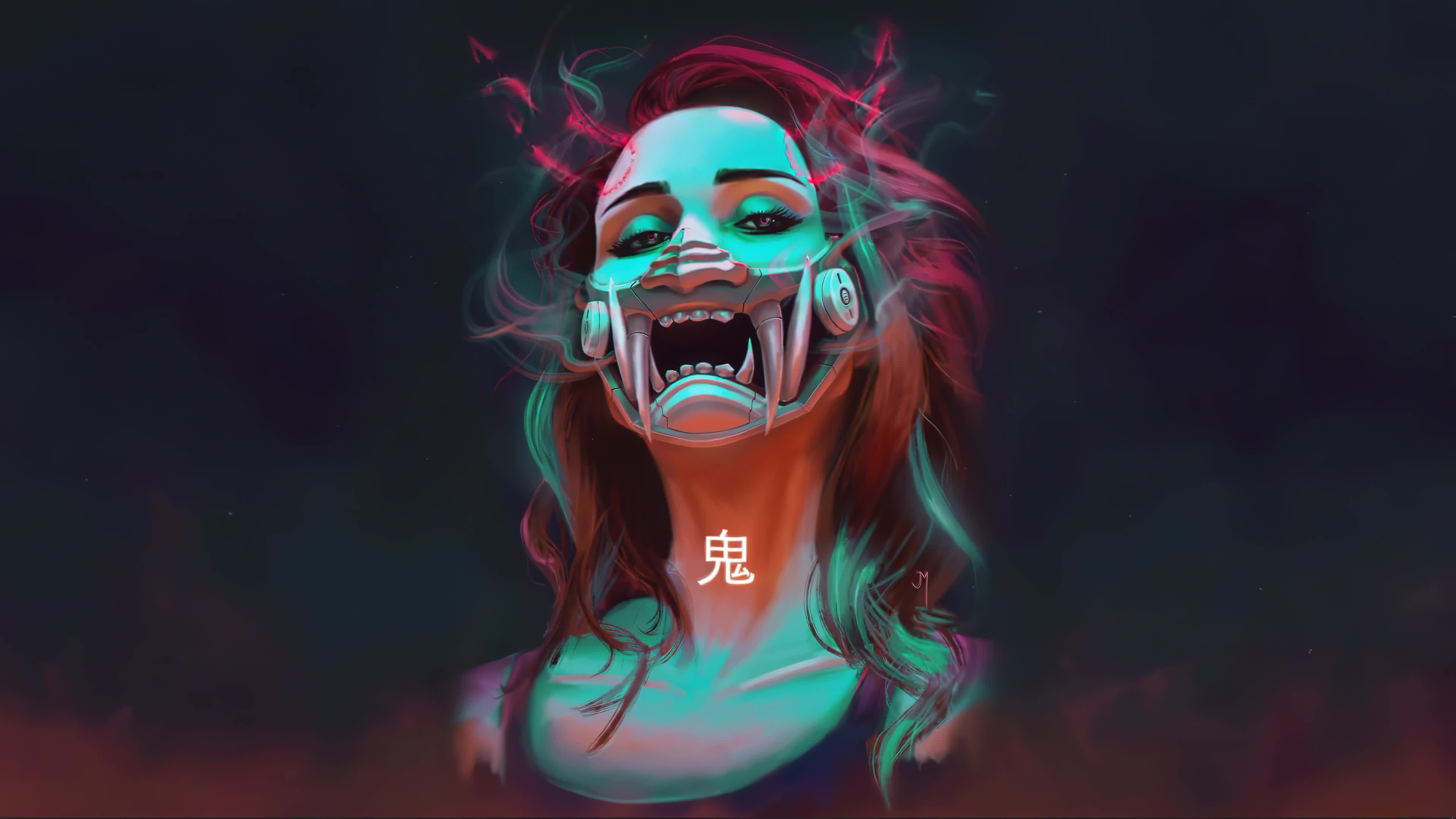 Ghost 鬼 Fangs Artwork by Jari Melgén and flu Live Wallpaper