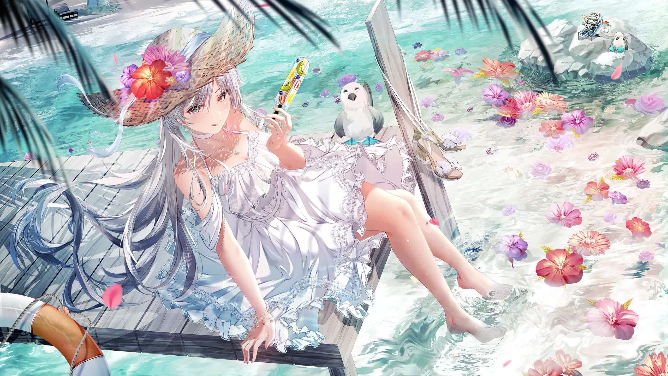 Rest on the outrigger bridge in the sea Live Wallpaper