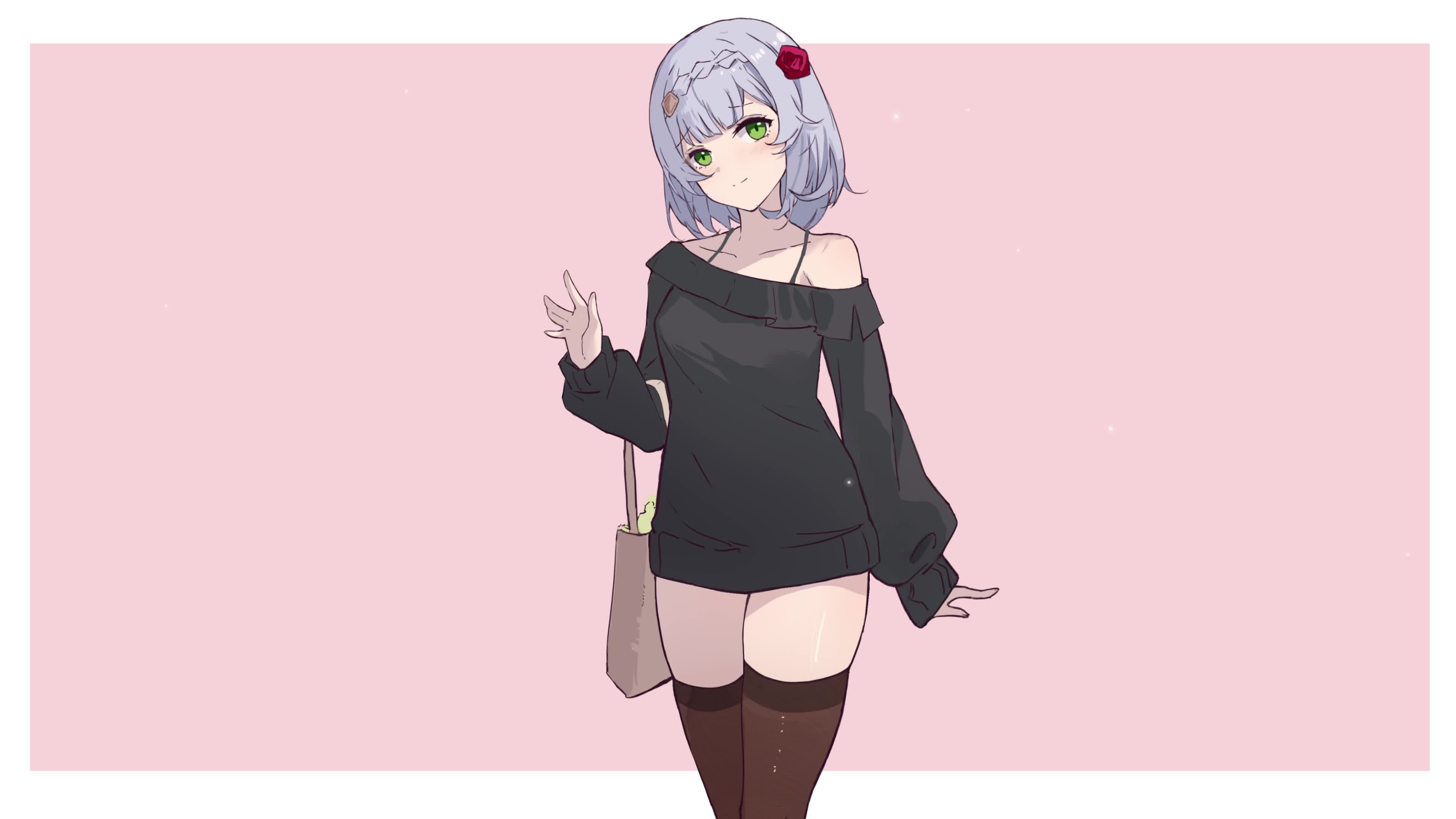 Noelle greets you and waves her palm Genshin Impact Live Wallpaper