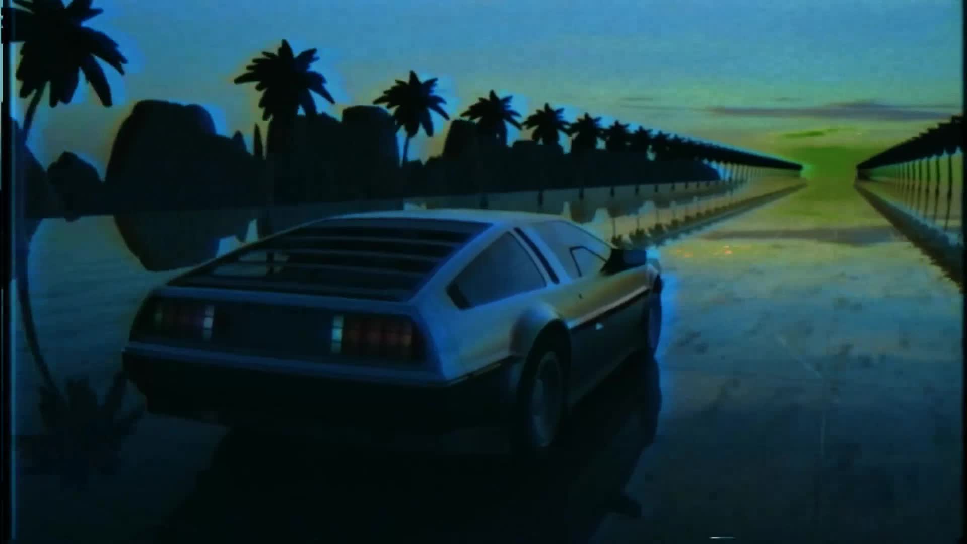 Retrowave Delorean Live Wallpaper