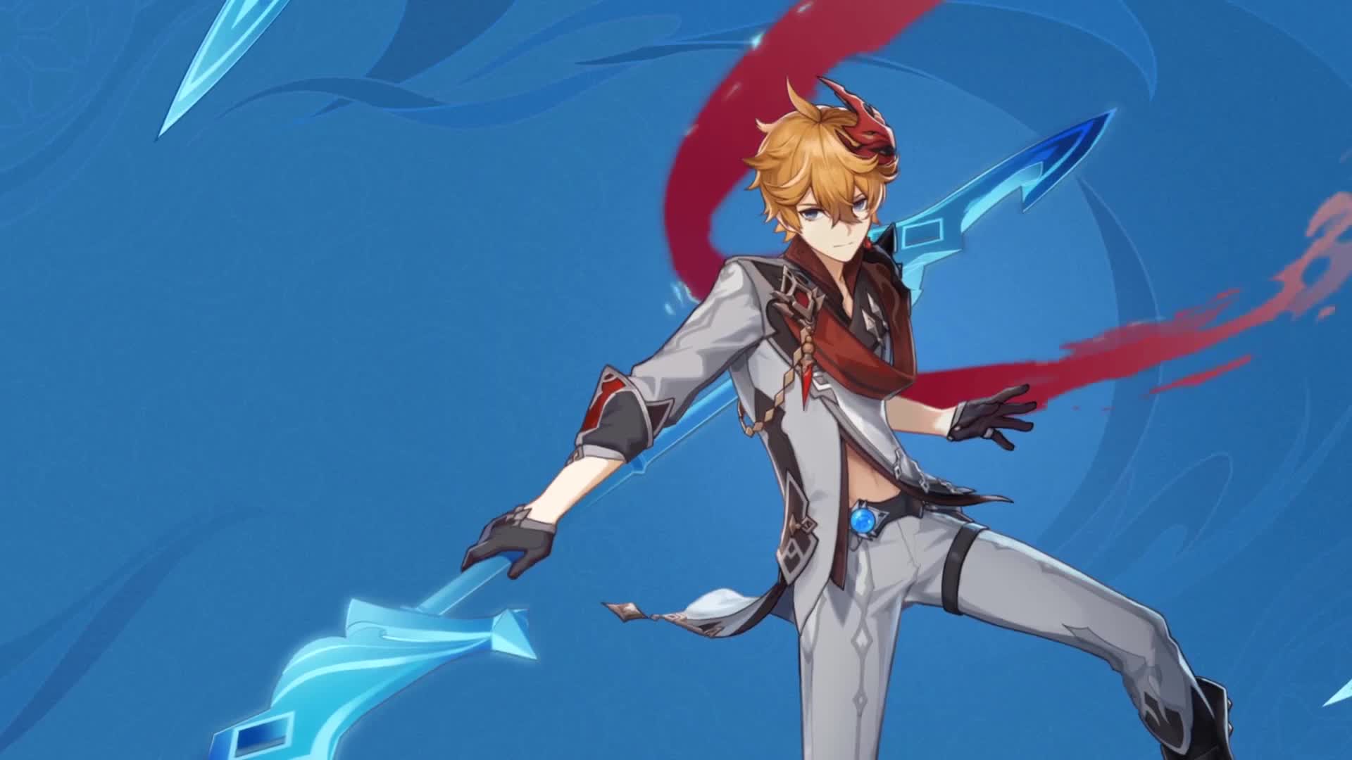 Genshin Impact Tartaglia with red Ribbon Live Wallpaper