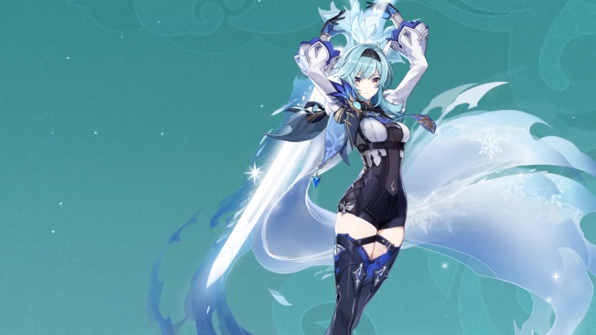 Genshin Impact Eula hits with a Snow Sword Live Wallpaper
