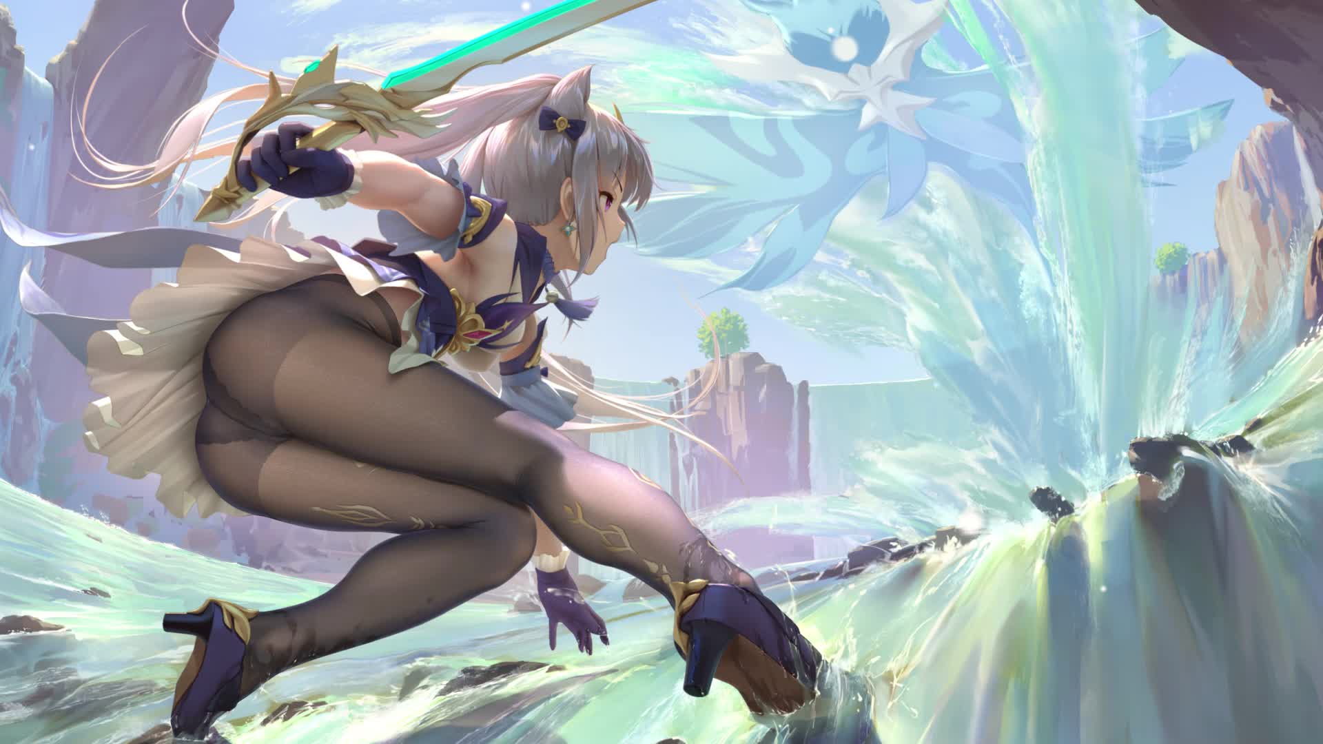 Genshin impact Keqing goes on the attack Live Wallpaper