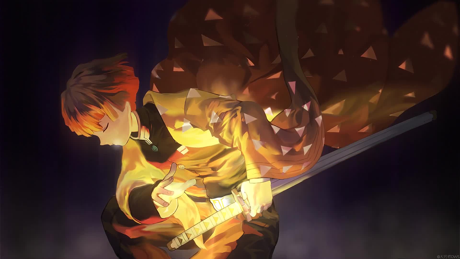 The blade that cleaves the demons of Zenitsu Agatsuma Live Wallpaper