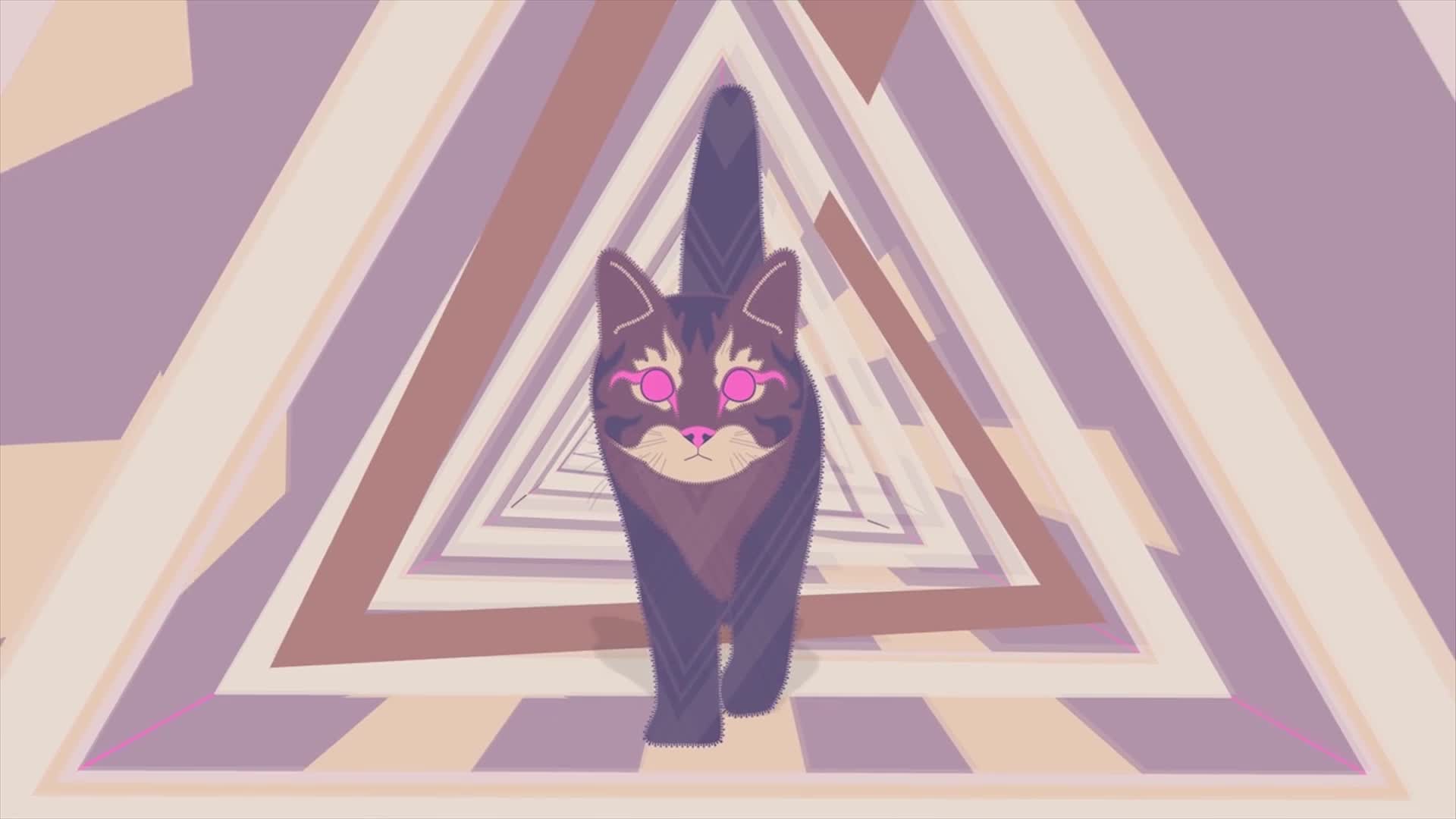 Cat in tunnel of triangles Live Wallpaper