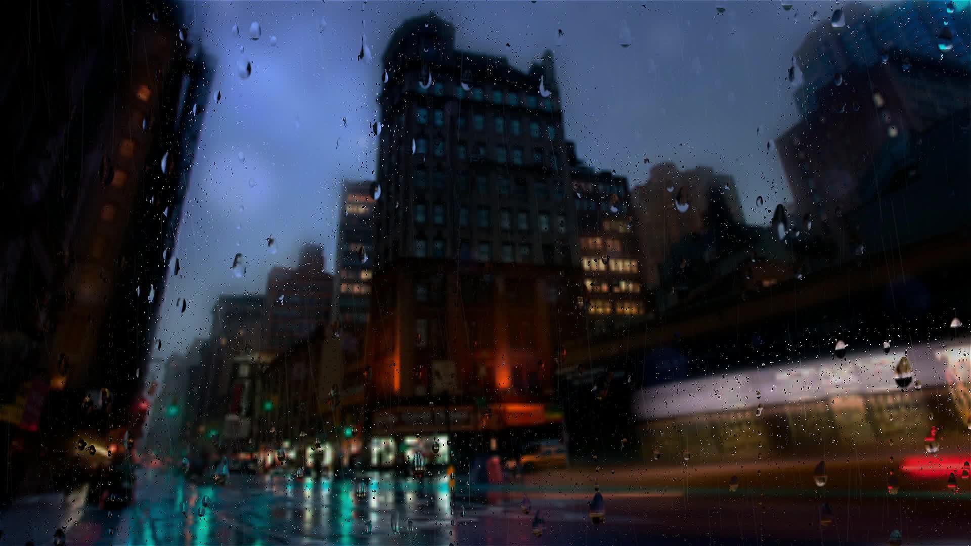 The city in the rain Live Wallpaper