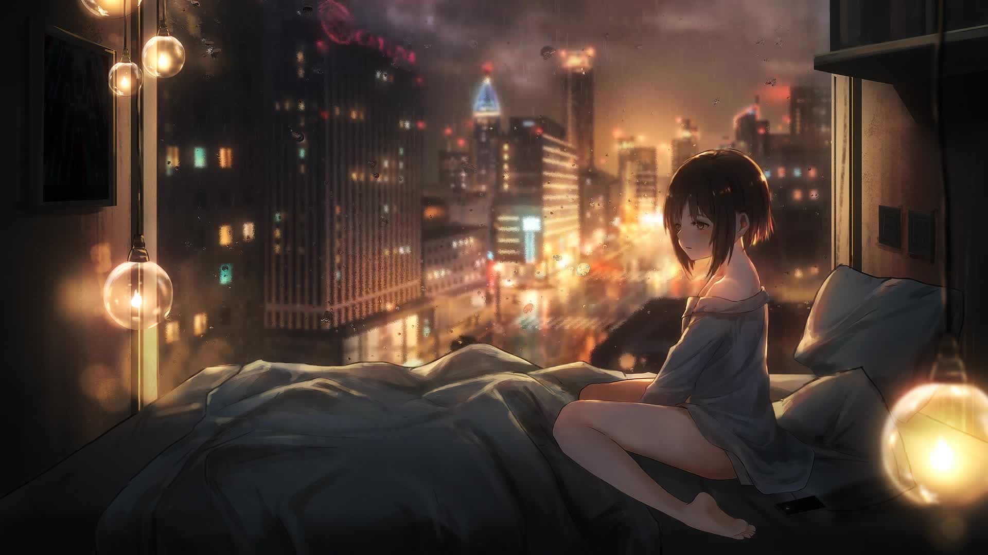The girl falls asleep at the window Live Wallpaper