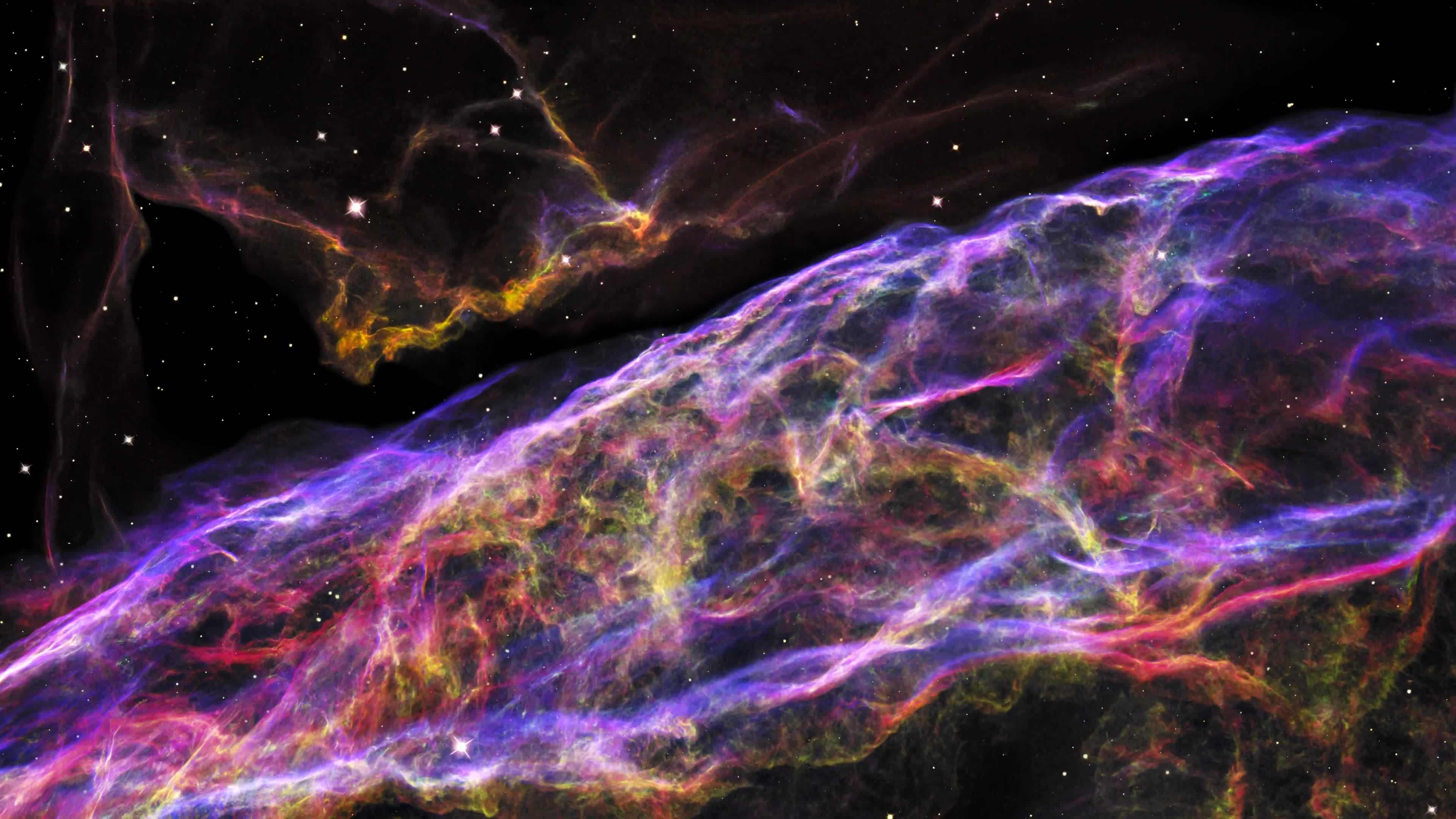 Hubble Gaseous Vibrant Ribbons of The Veil Supernova Remnant 3840x2160 Live Wallpaper
