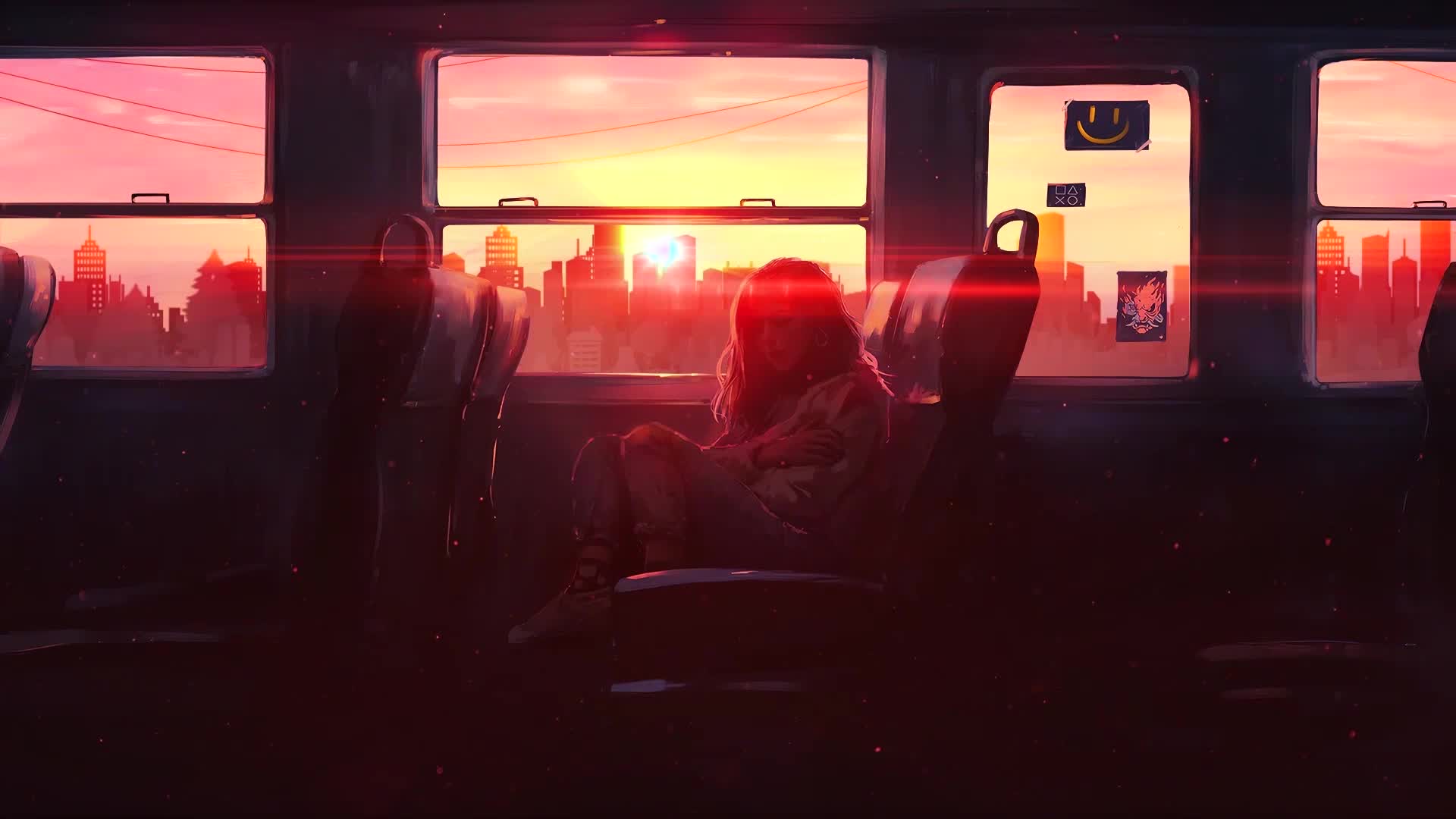 Man and girl on the train Live Wallpaper