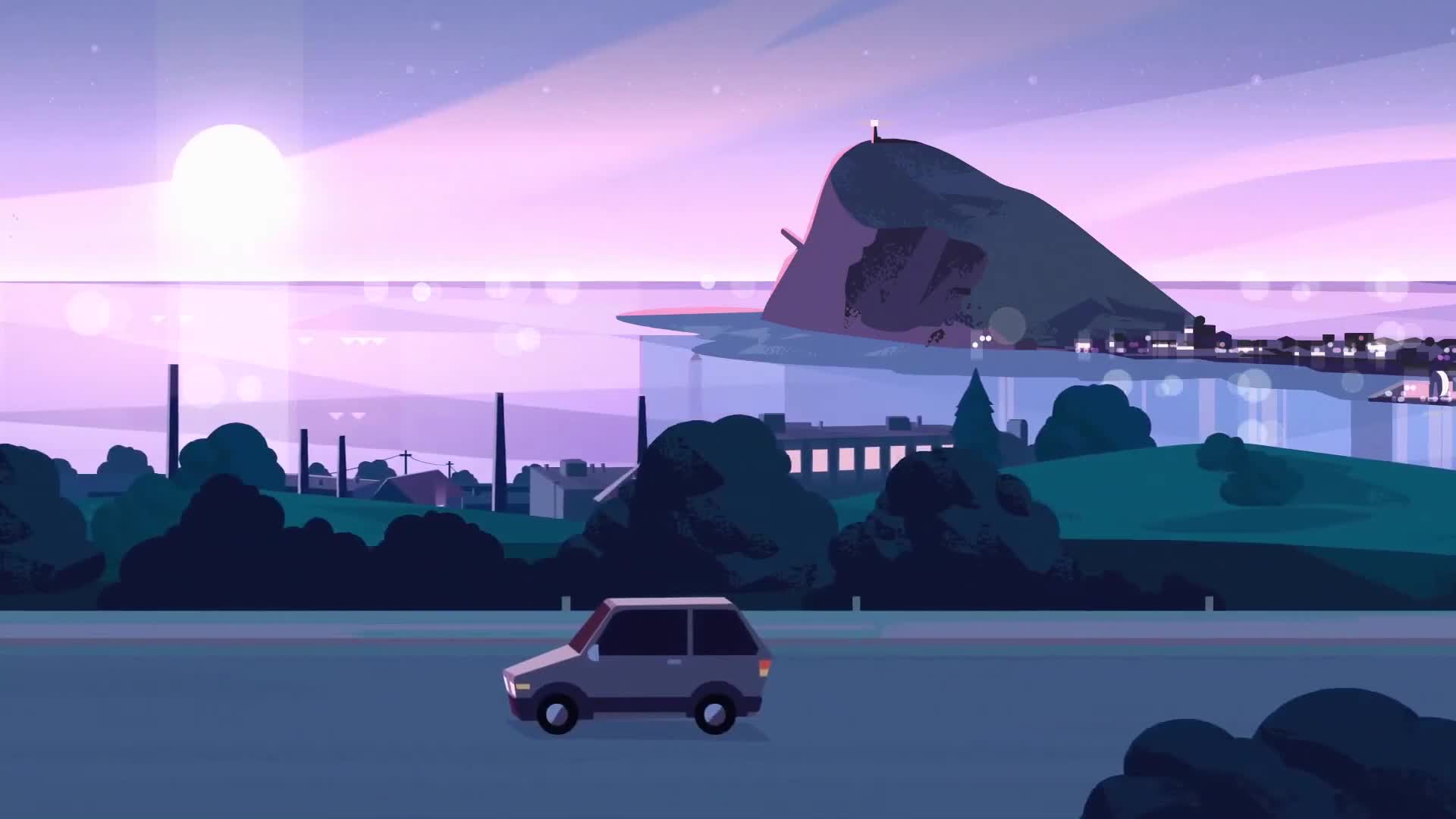 The car goes near the big lake - Stephens Universe Live Wallpaper