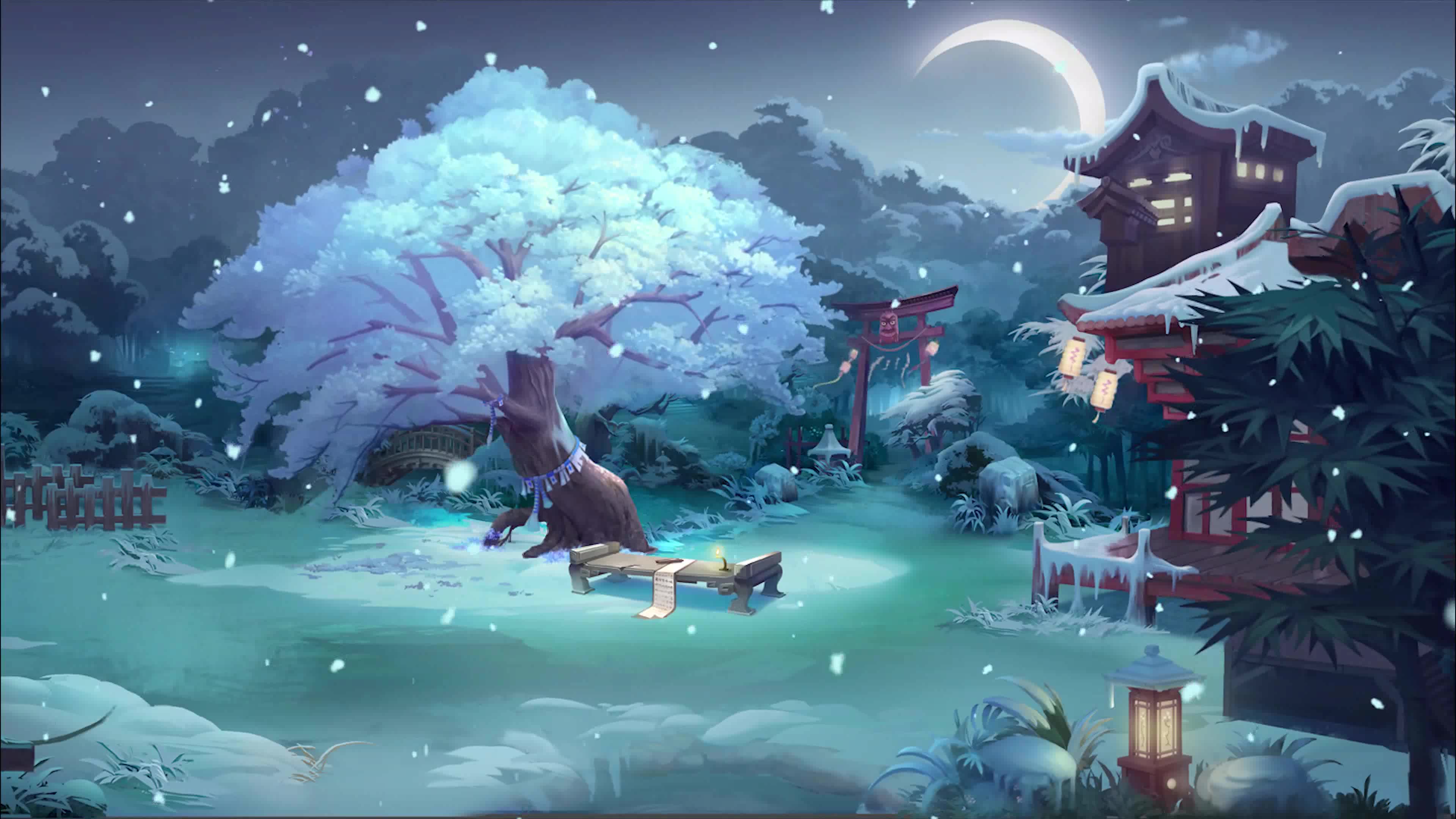 Night Blue Tree Xueyue Huating Live Wallpaper