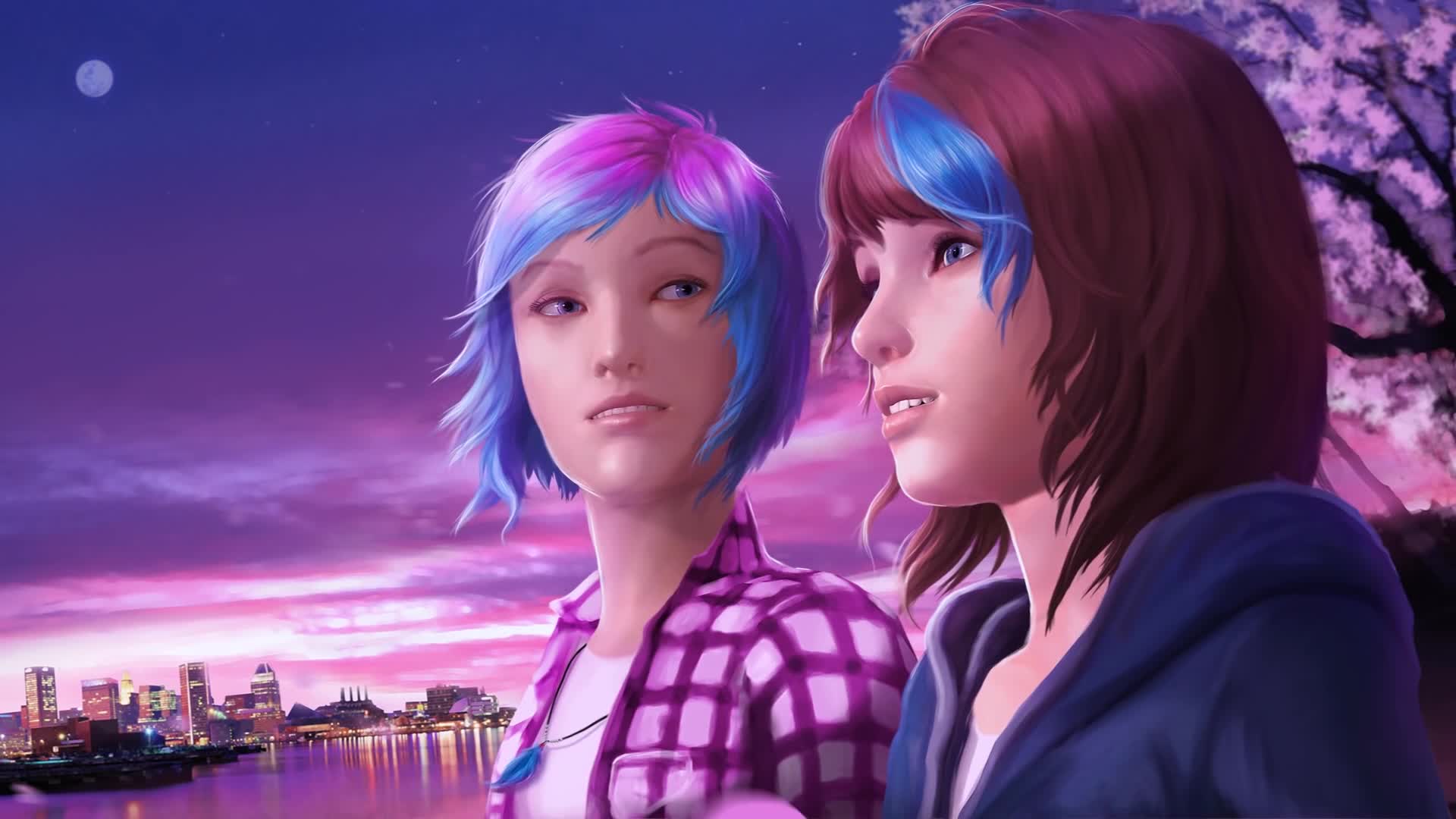 Girls with blue strands of hair-Llife is Strange Live Wallpaper