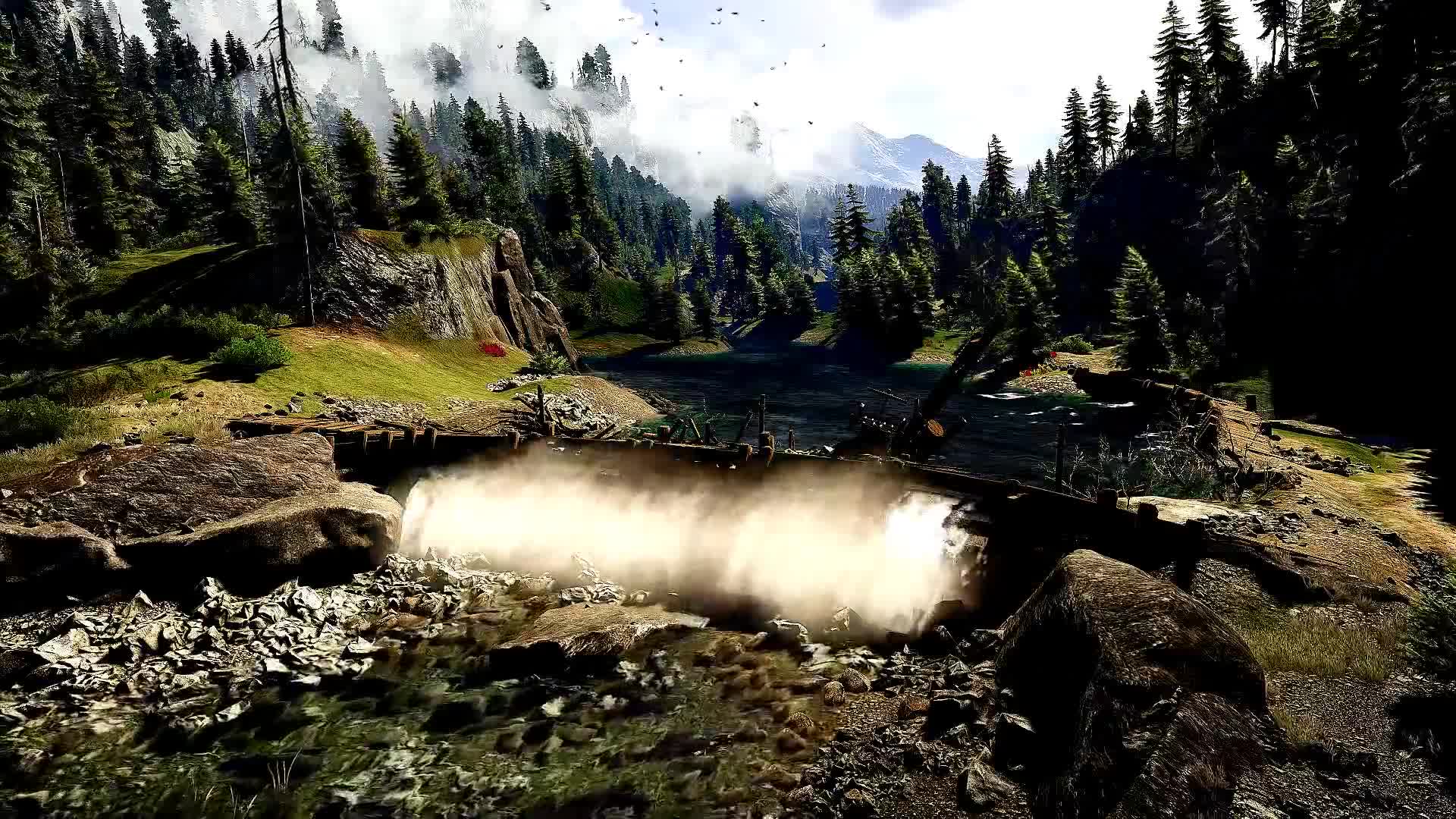Kaer Morhen Waterfall-Witcher 3 Live Wallpaper