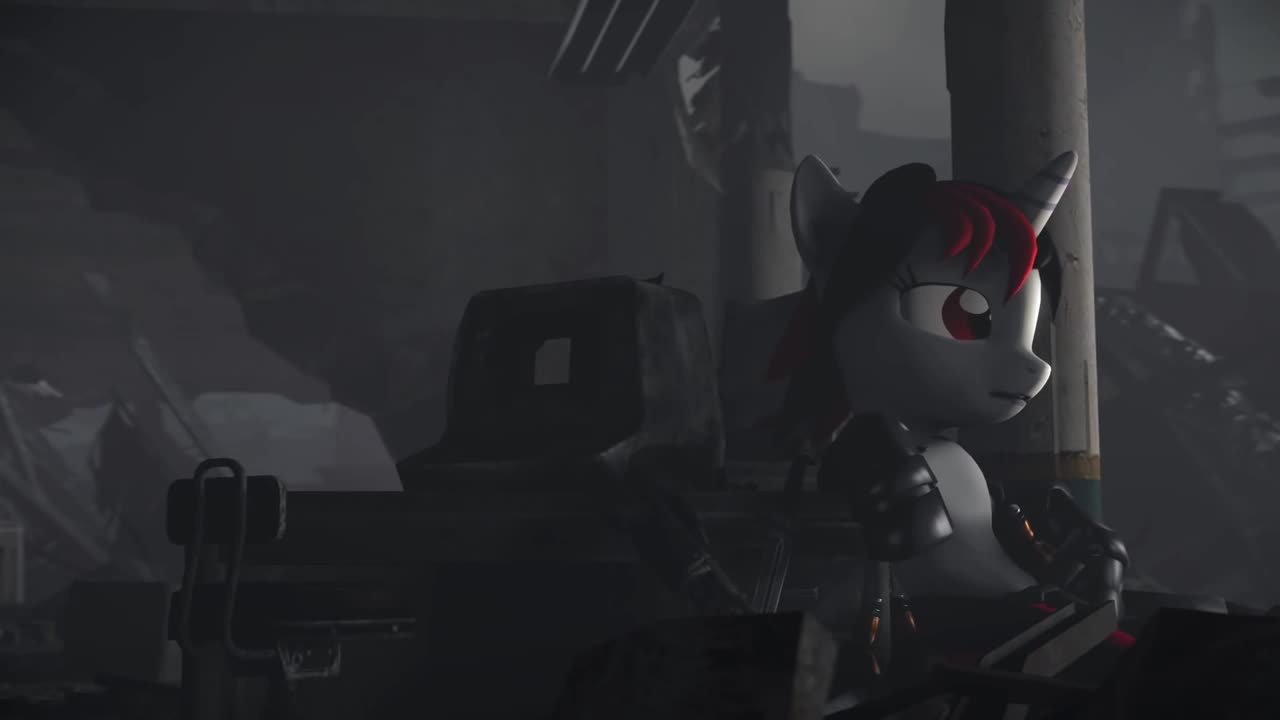 A unicorn in a ruined house Live Wallpaper