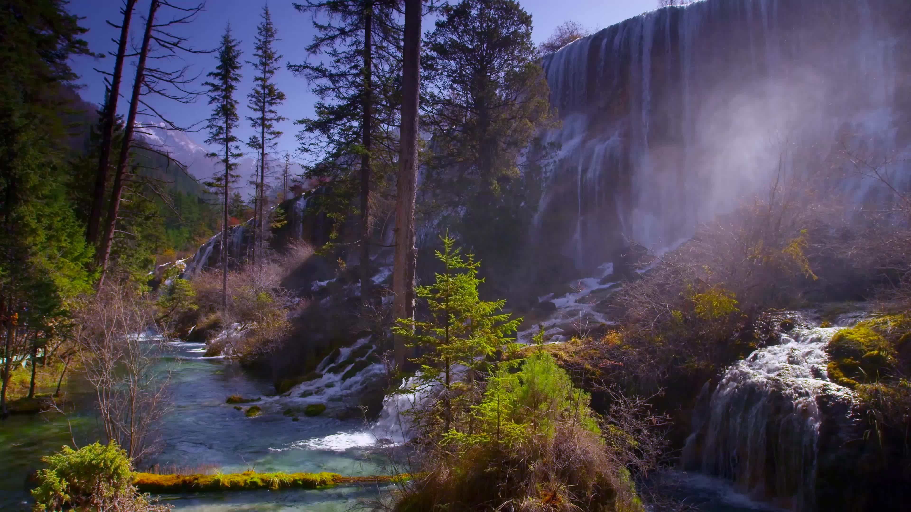 River at the cliff with a waterfall Live Wallpaper