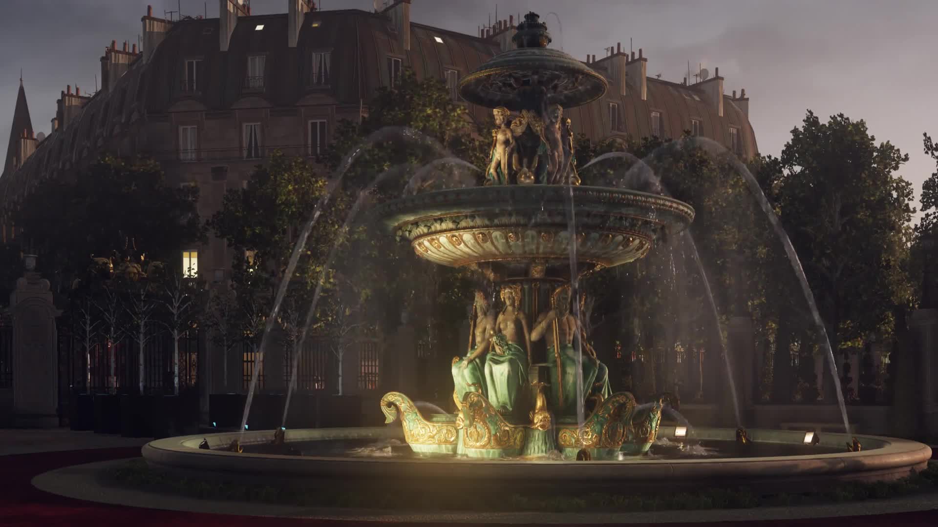 Fountain at the castle Live Wallpaper