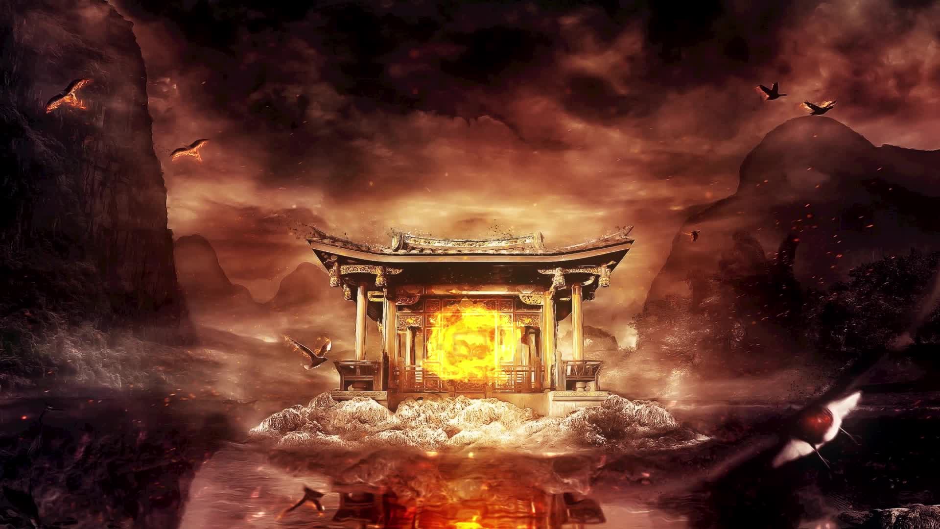 Castle of Fire by the water Live Wallpaper