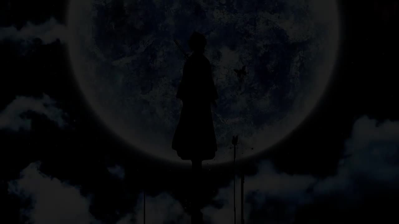 Silhouette of a girl with a sword against the moon Live Wallpaper
