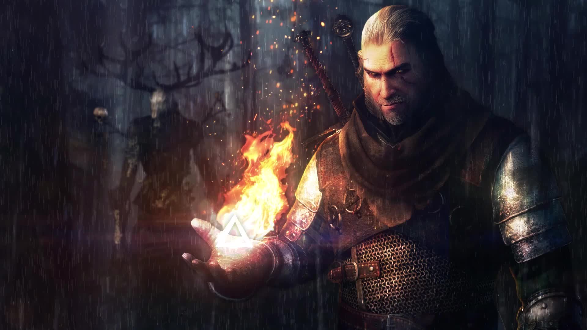 Geralt in the dark forest-Witcher Live Wallpaper