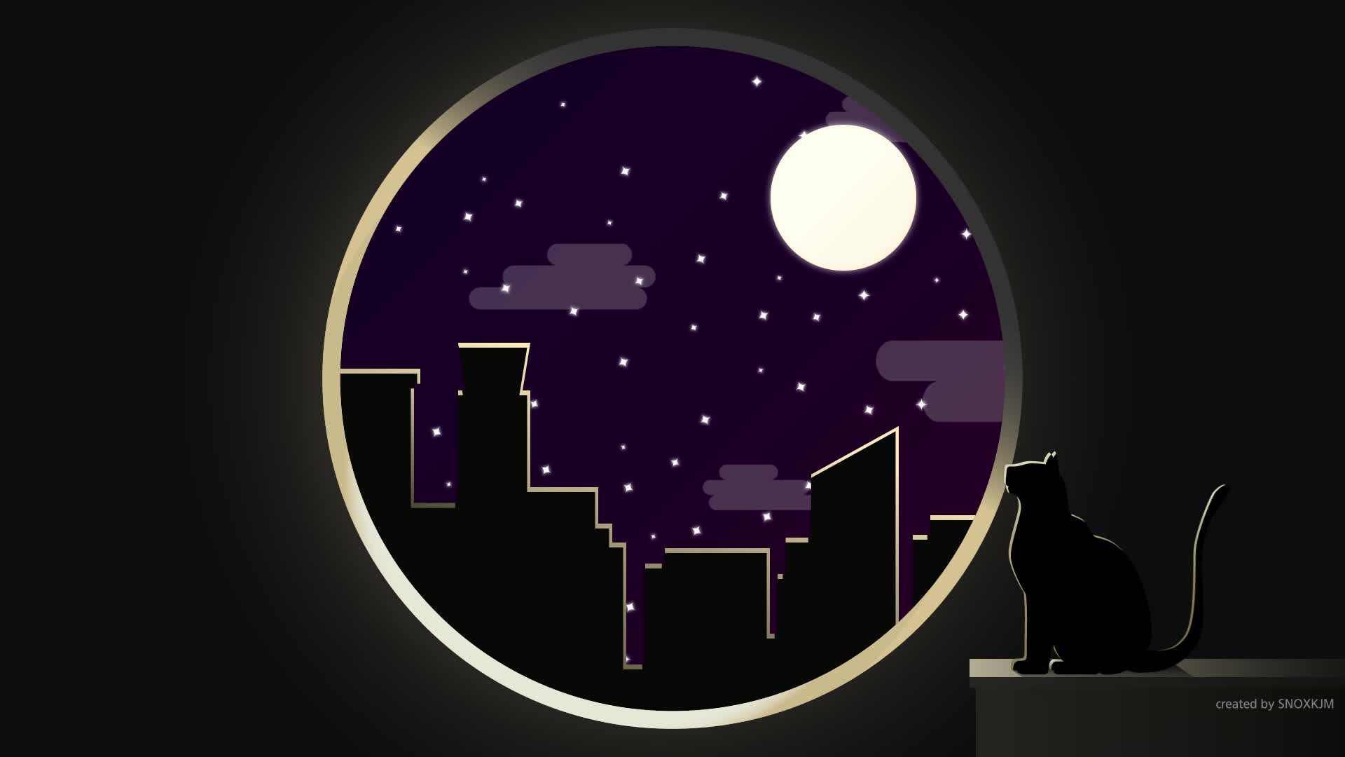 Cat looks at the moon Live Wallpaper