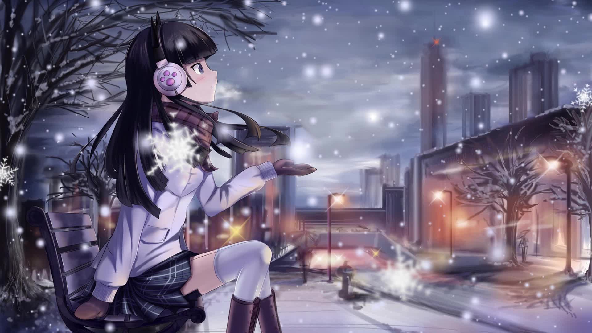 Black-haired cat girl Live Wallpaper