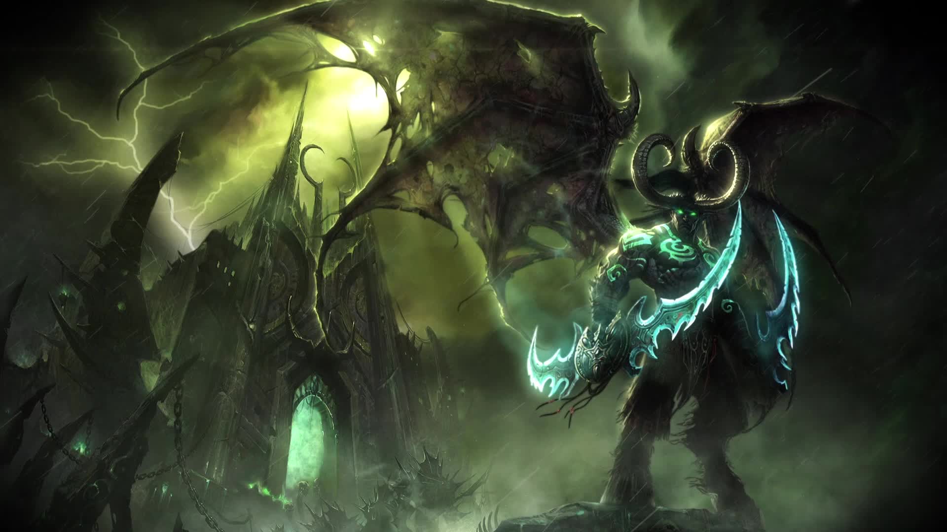 Illidan and storm near the Castle (WOW) Live Wallpaper