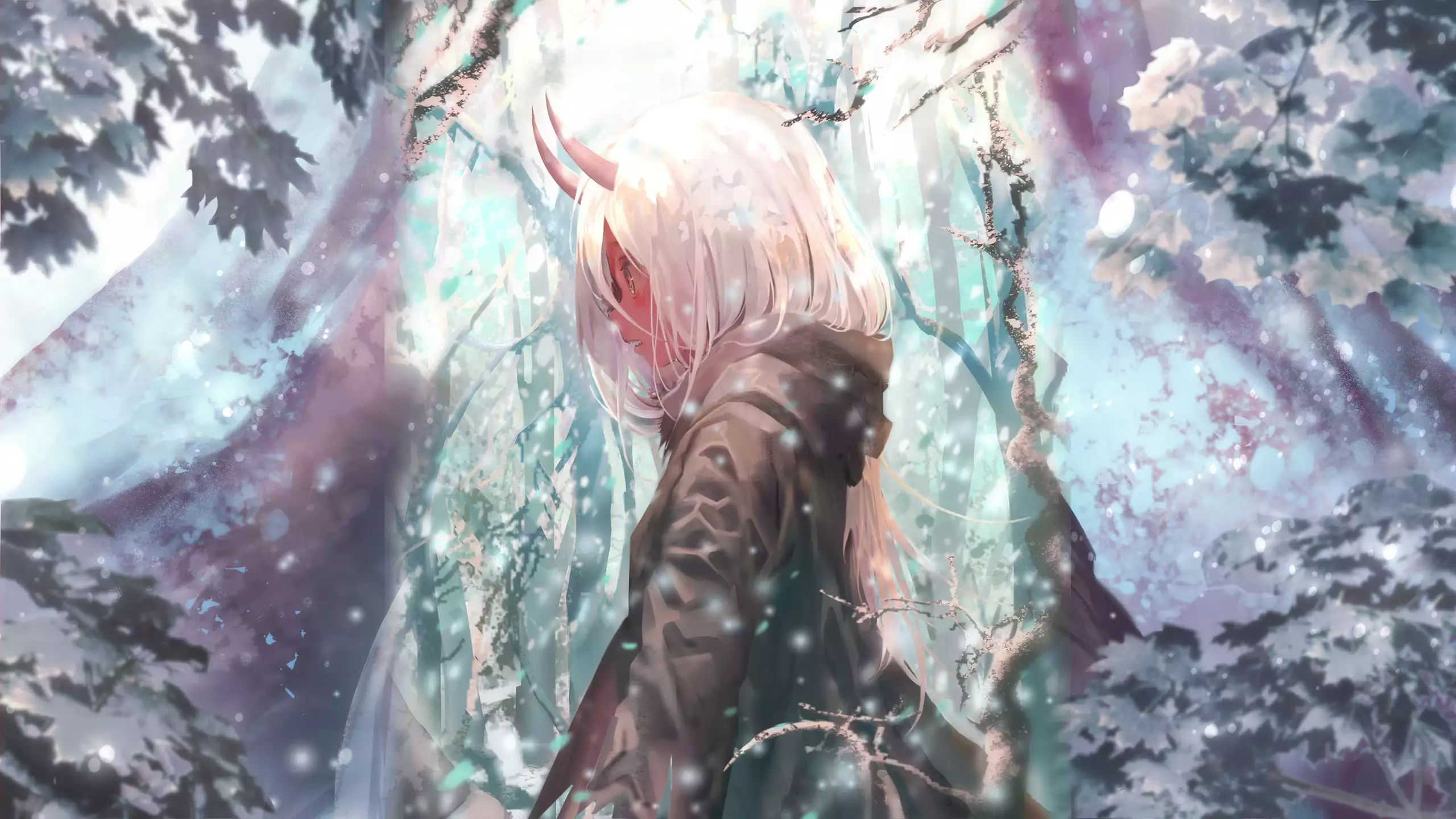 cute in franks, anime, anime girls, 002, winter, snow, horny beauty, nice girl, horns, zero two, arts, loli, zero tu Live Wallpaper