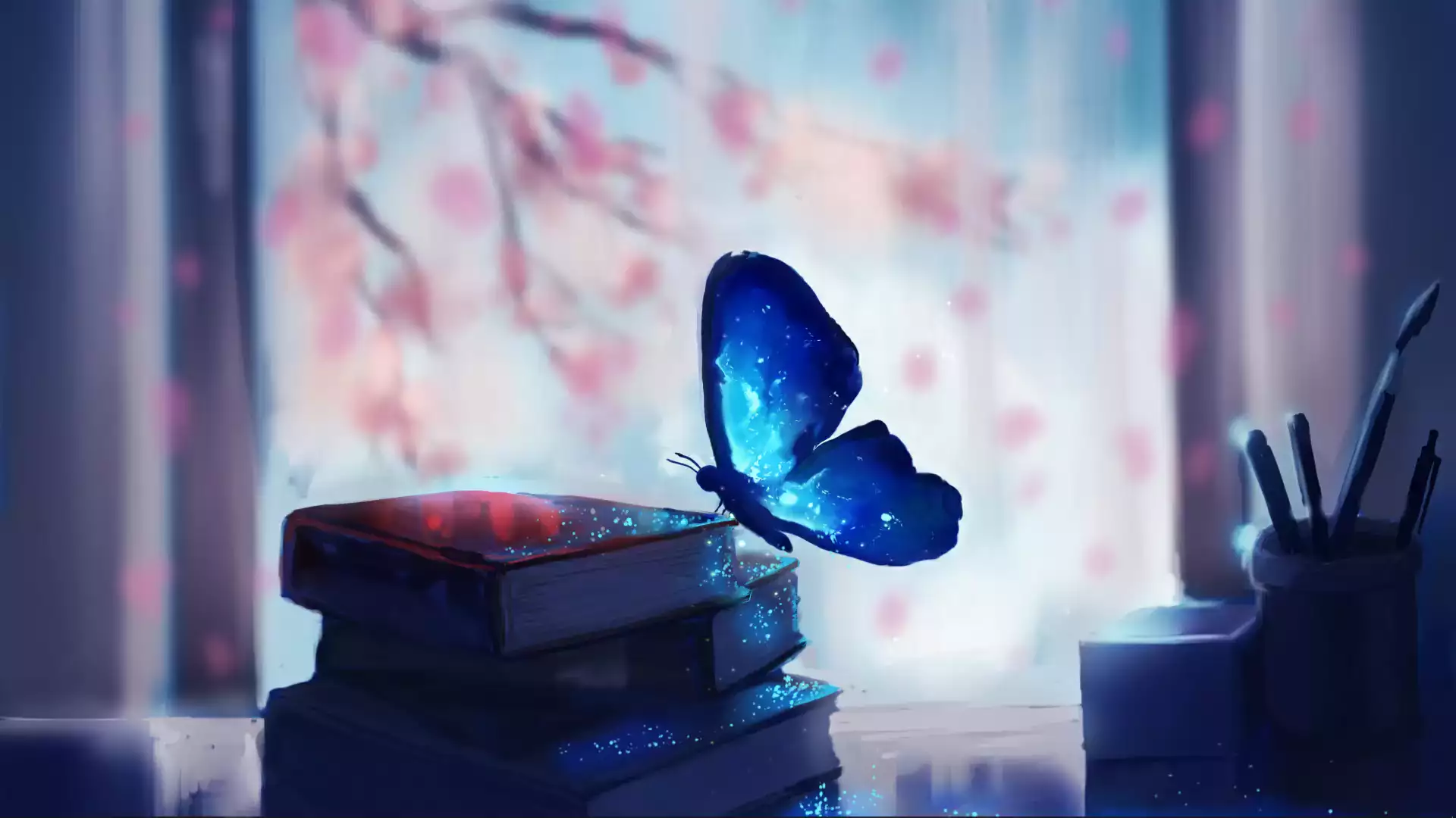 arts, butterfly, books Live Wallpaper
