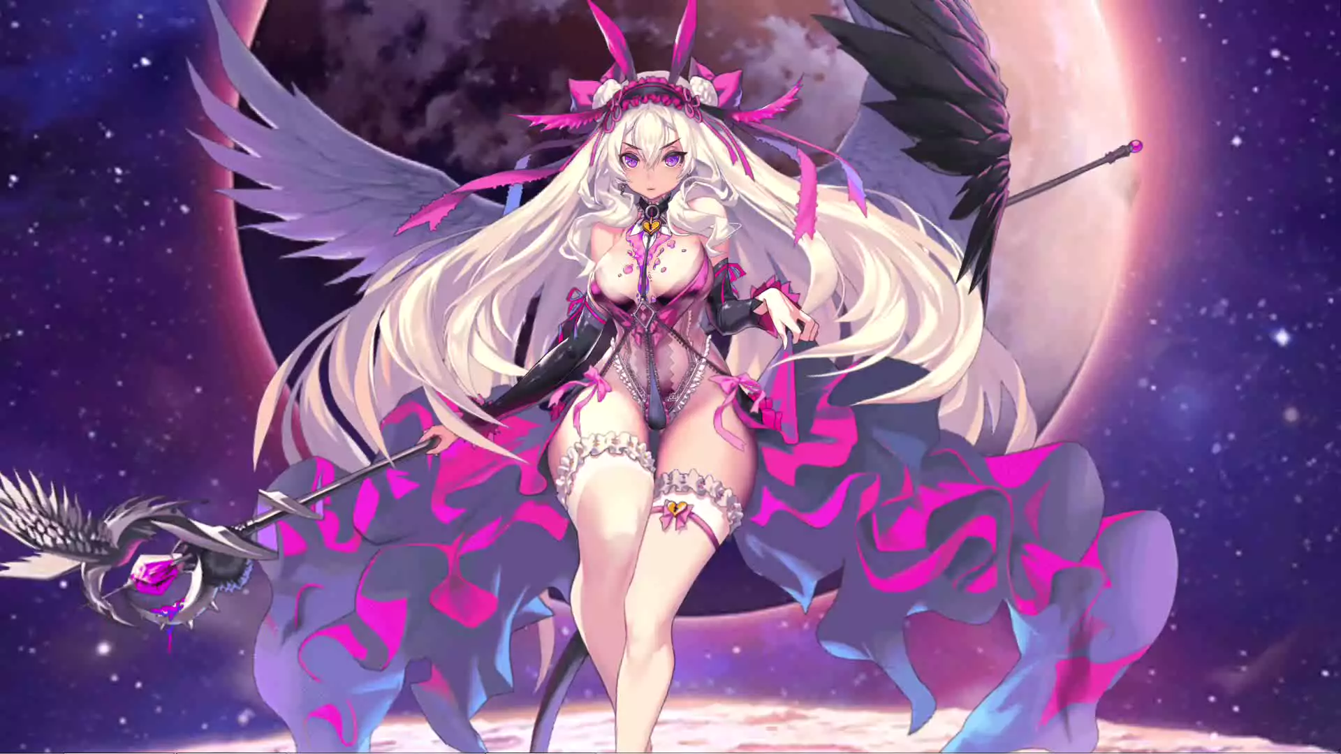 destiny child, dark angel, wings, anime girls, games, stick, anime, stockings, big breasts, destinys child, arts, artemis Live Wallpaper