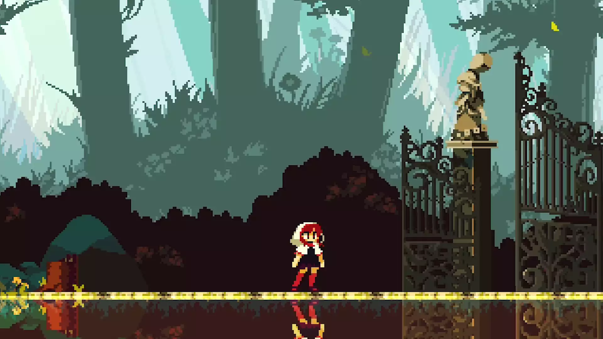 pixel art, gates, forest, games, momodora Live Wallpaper