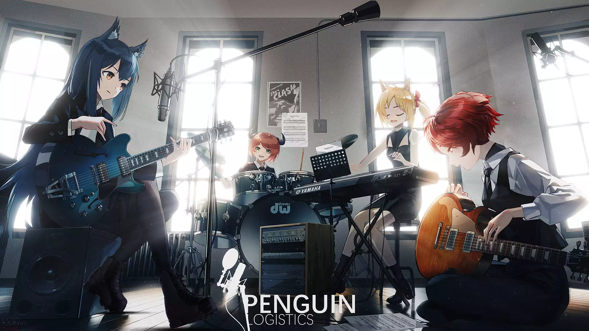 arknights, music, columns, horns, croissant, games, musical instrument, atelier, exusiai, anime girls, hi-hat, arts, anime, drums, penguin logistics, texas, Live Wallpaper