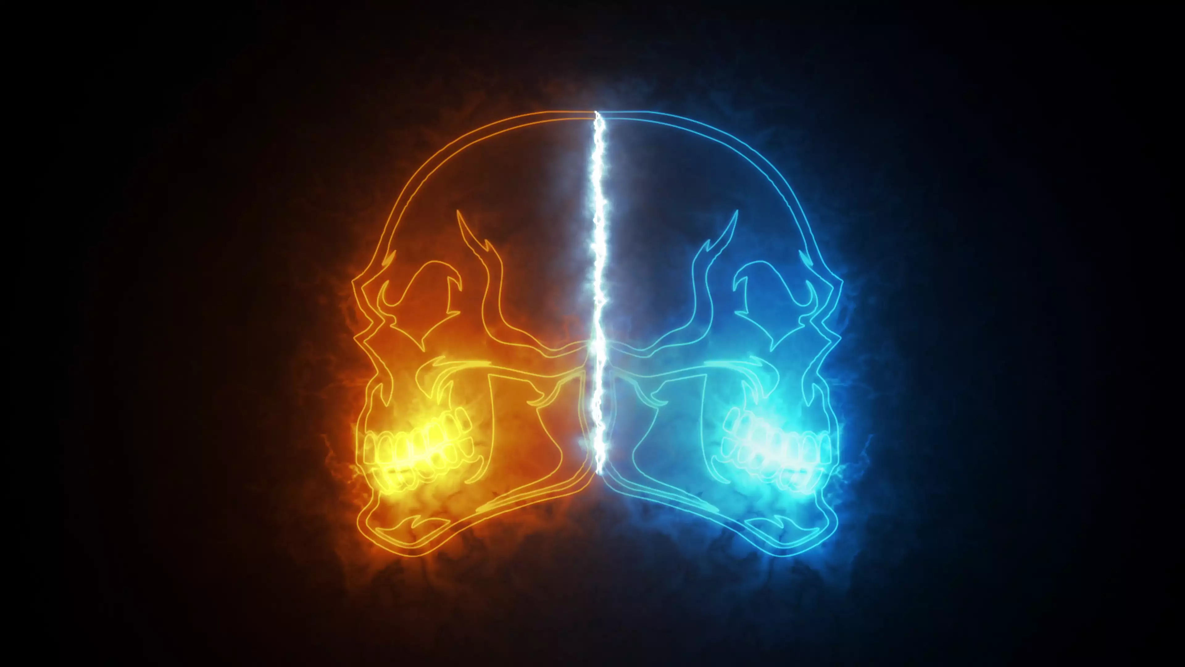 neon, skeleton, arts, skull Live Wallpaper