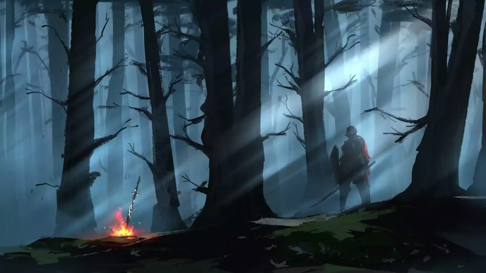 forest, arts, dark souls, the great sword, the chosen dead, night, games, sword Live Wallpaper