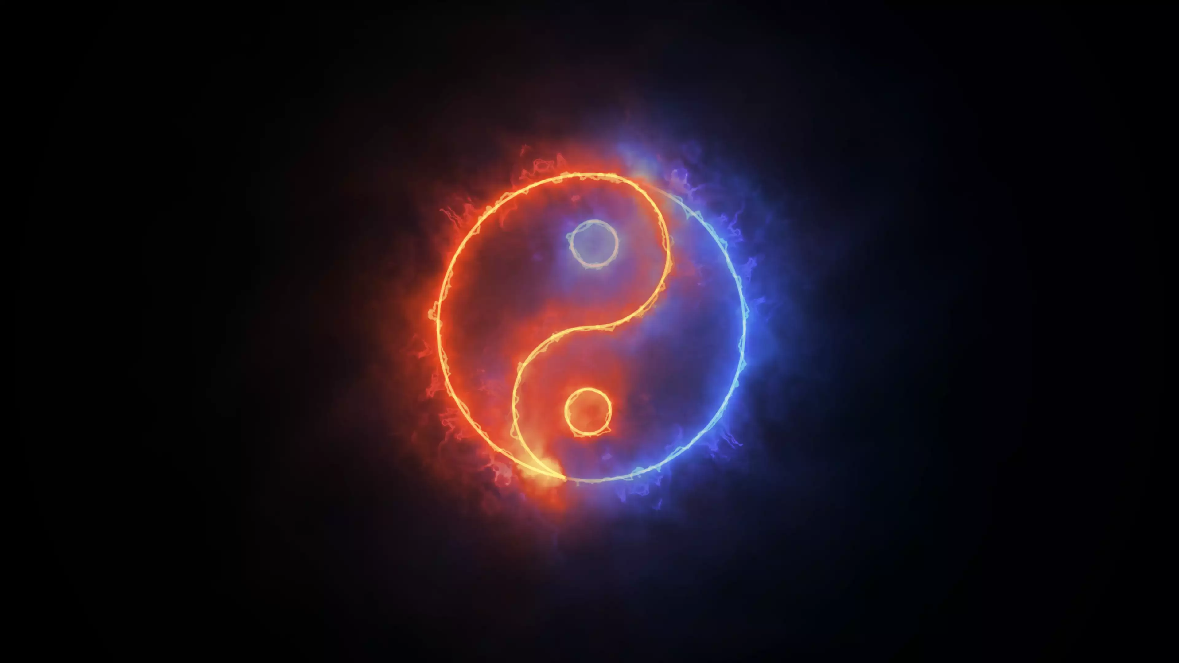 black background, logo, yin and yang, neon, different Live Wallpaper