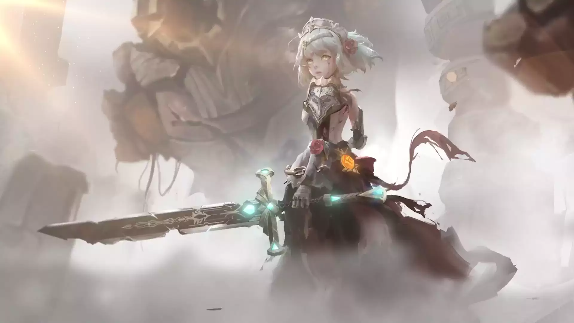 genshin impact, arts, anime, sword, genshin impact, knight, dress, armor, blood, games, anime girls, noelle Live Wallpaper