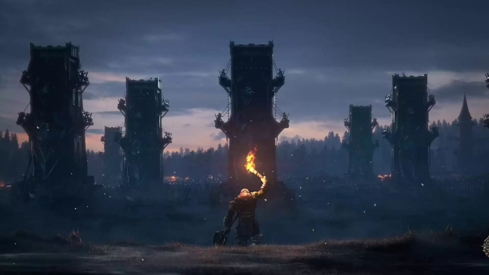 orc, fantasy, arts, battlefield, night, axe, torch Live Wallpaper