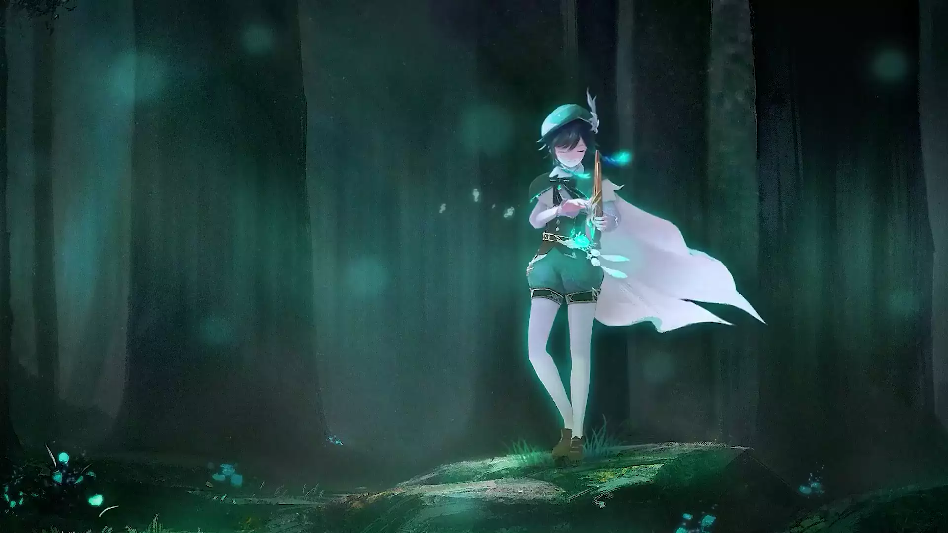 venti, genshin impact, the bard, genshin impact, anime, forest, lyra, arts, games Live Wallpaper