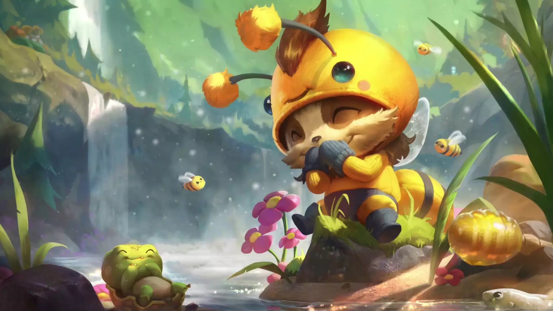 league of legends, arts, games, anime, fish, turtle, flowers, waterfall, honey, lol, teemo, bee Live Wallpaper