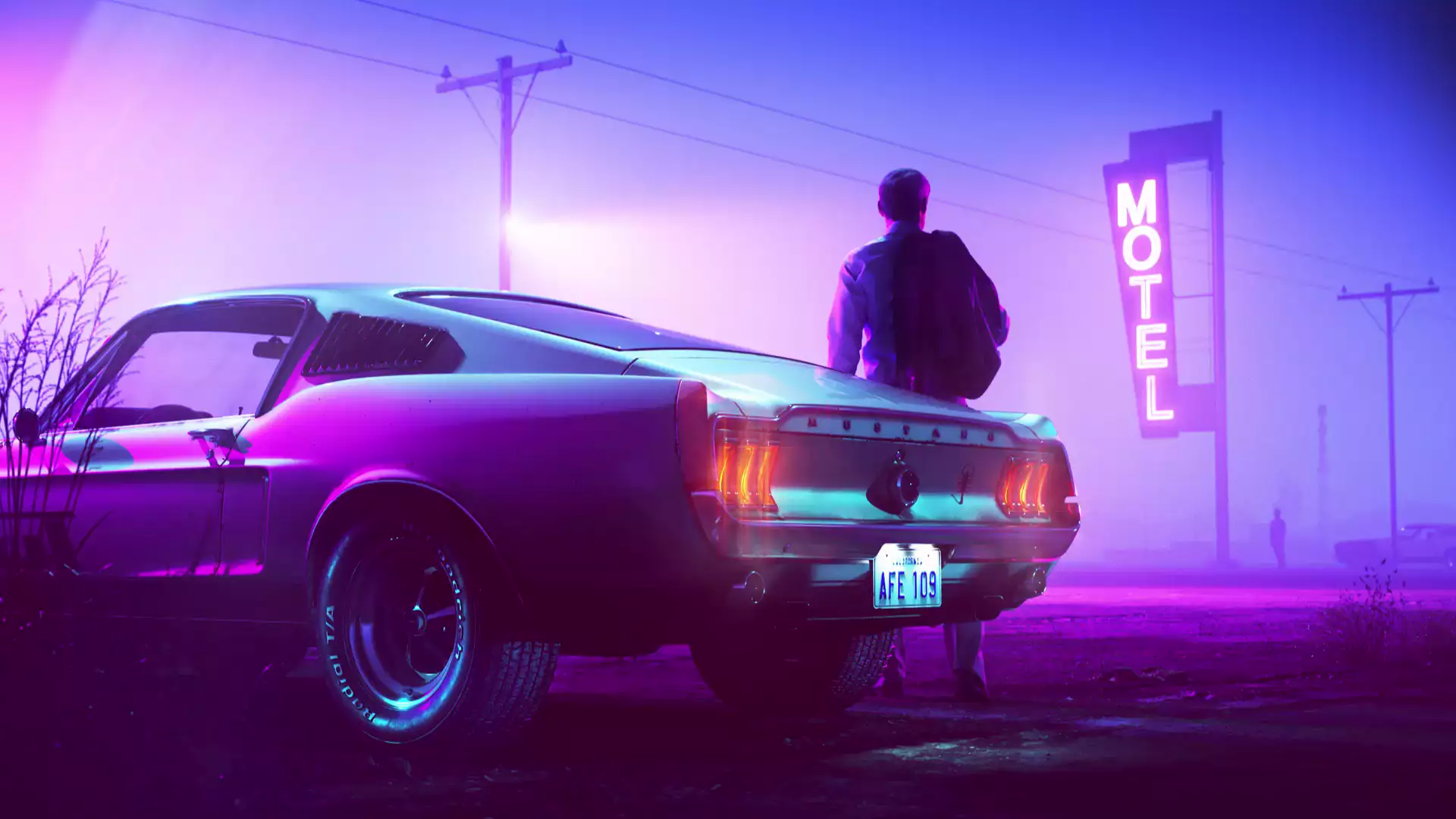 arts, neon, auto - moto, mustang, night Live Wallpaper