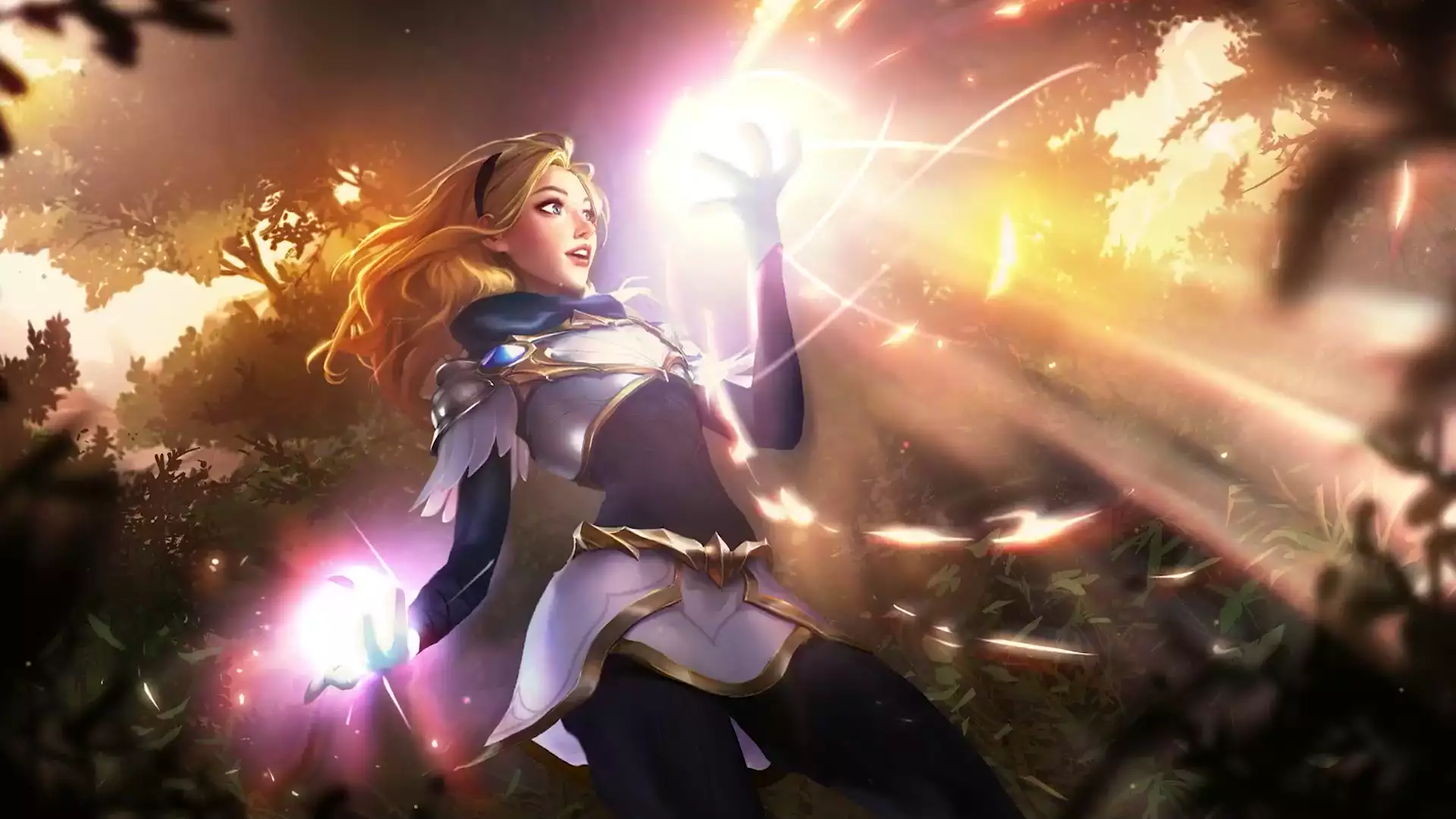 lux, league of legends, games, evening, glow, anime, lol, anime girls, arts, sunset Live Wallpaper