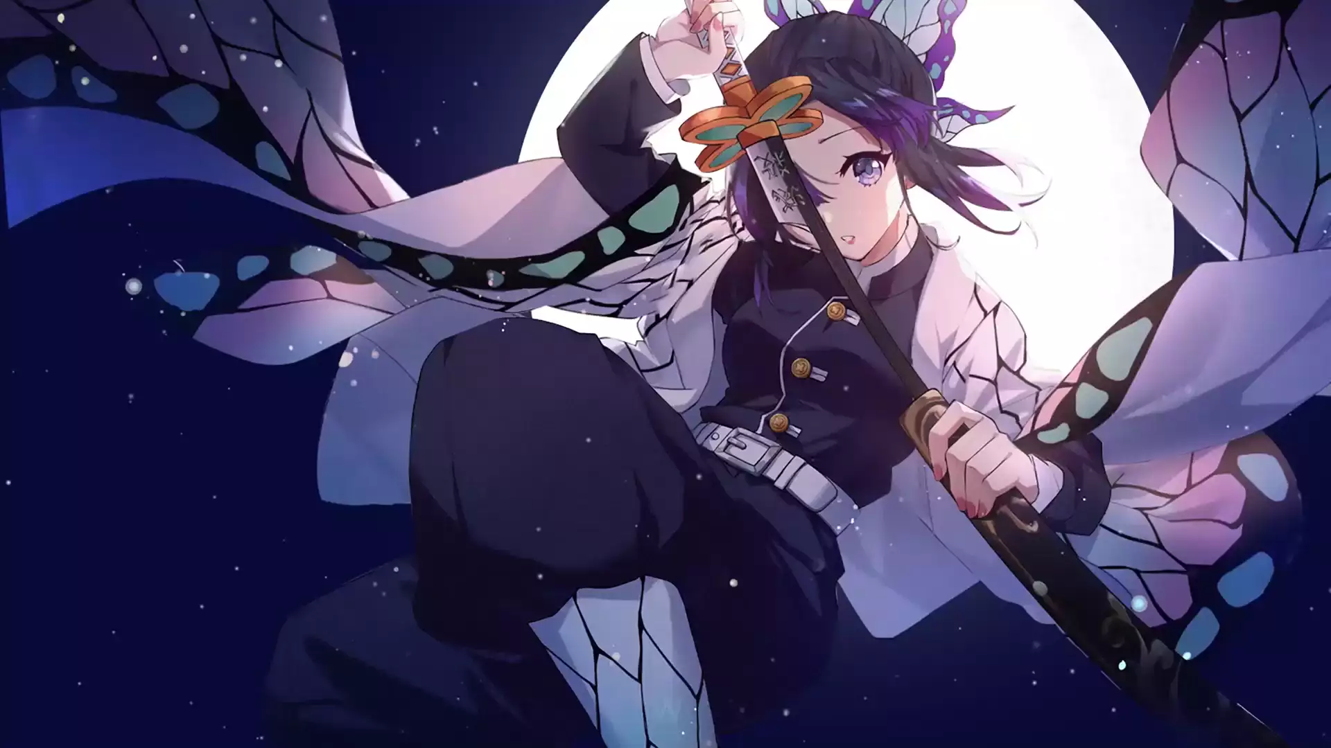anime girls, the blade, katana, anime, arts, sword, shinobu kochou, demon slayer Live Wallpaper