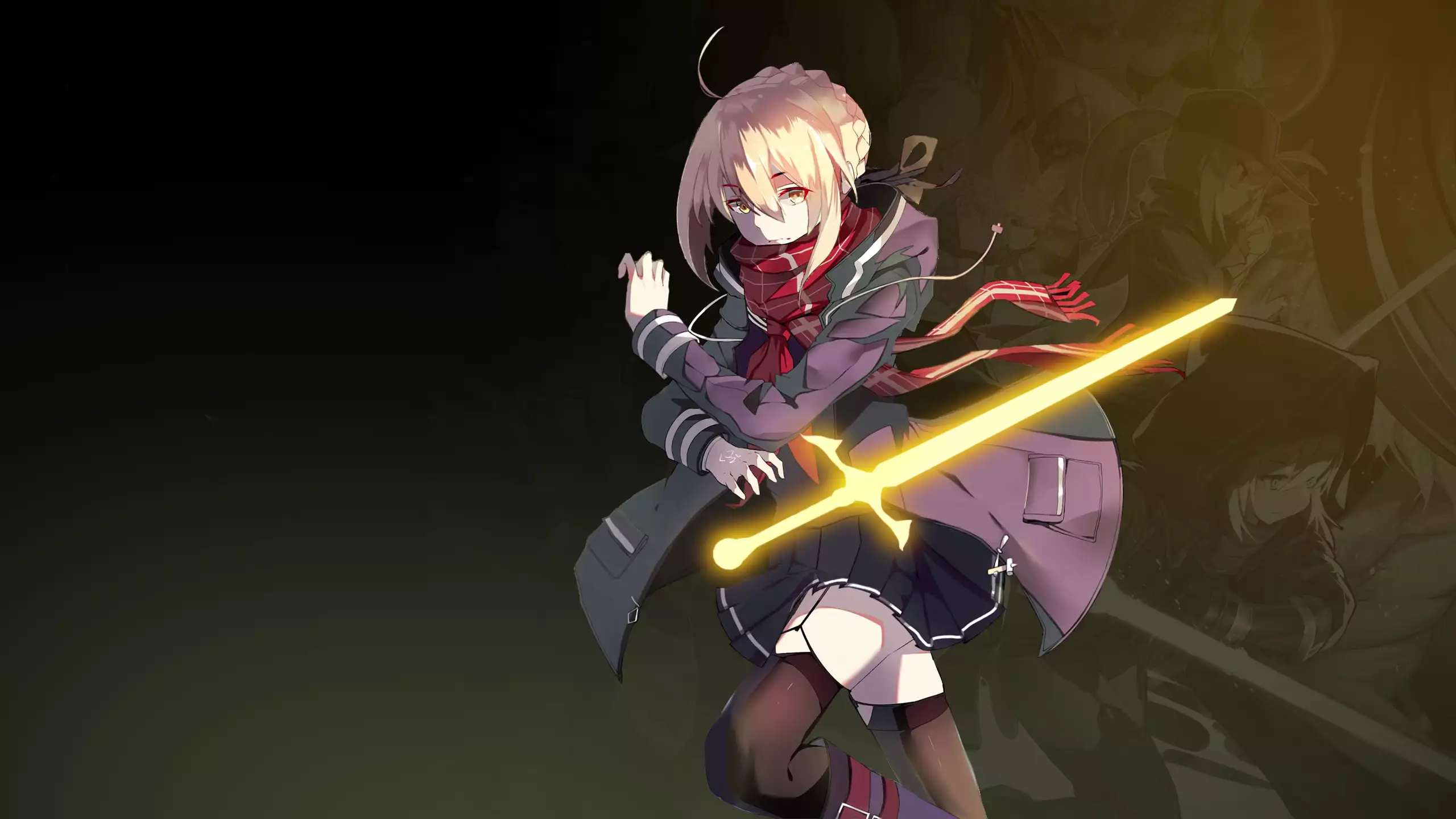 anime, sword, fate-grand order, anime girls, school uniform, skirt, games, arts, fate, stockings, mysterious heroine x (alter) Live Wallpaper