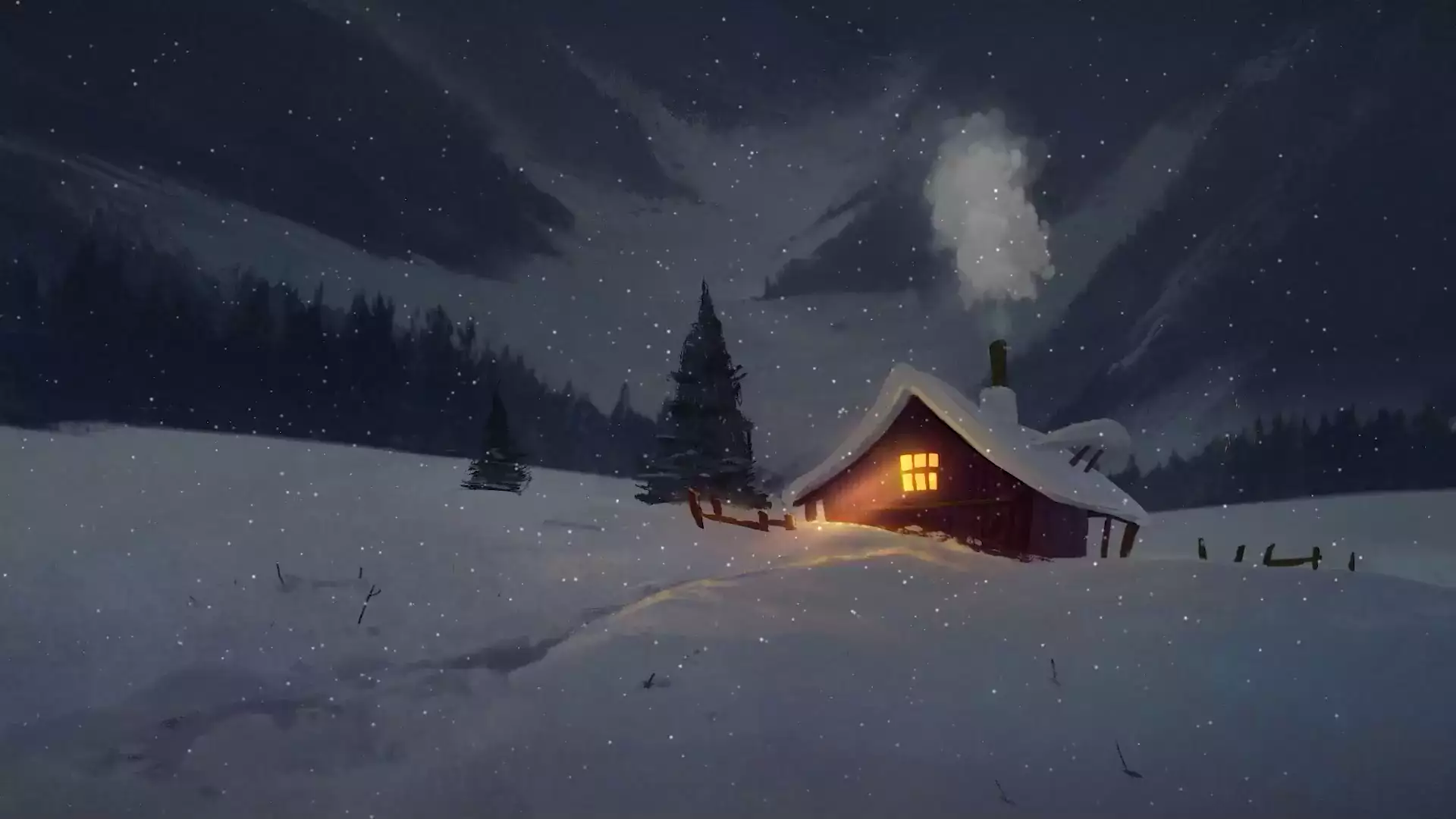 night, house, firework, snow, winter, arts Live Wallpaper