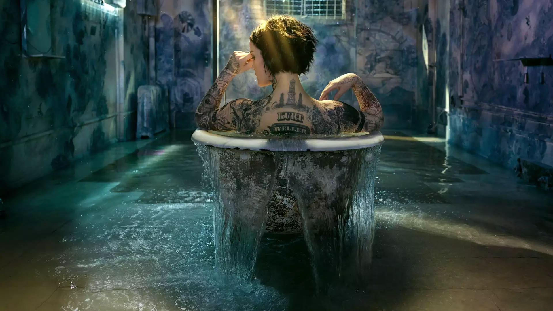water, girls, room, tattoo Live Wallpaper
