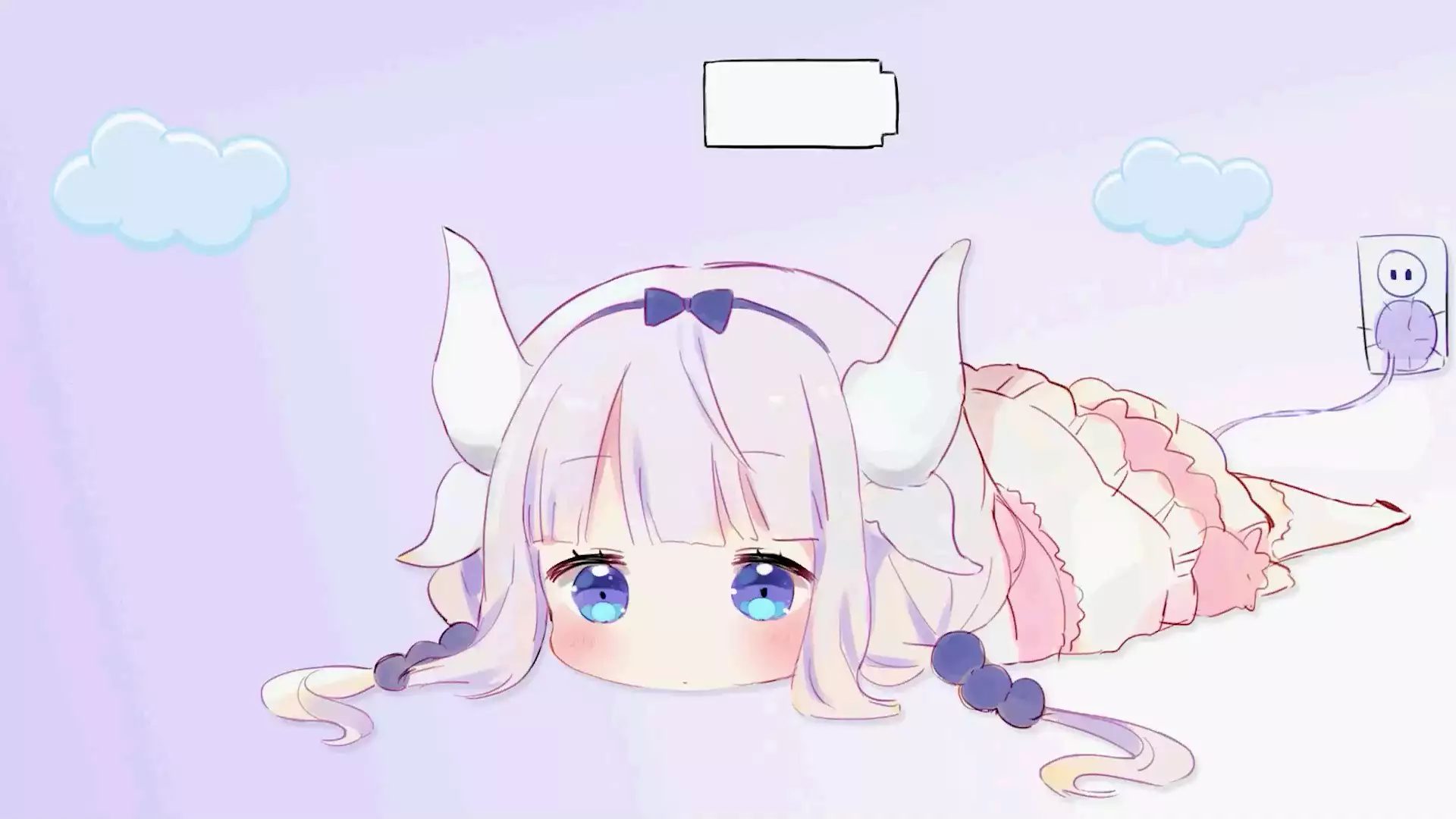 horns, the clouds, anime, kanna kamui, rest, maid, arts, anime girls, dragon-lady kobayashis maid, charging, loli, dragon girl Live Wallpaper