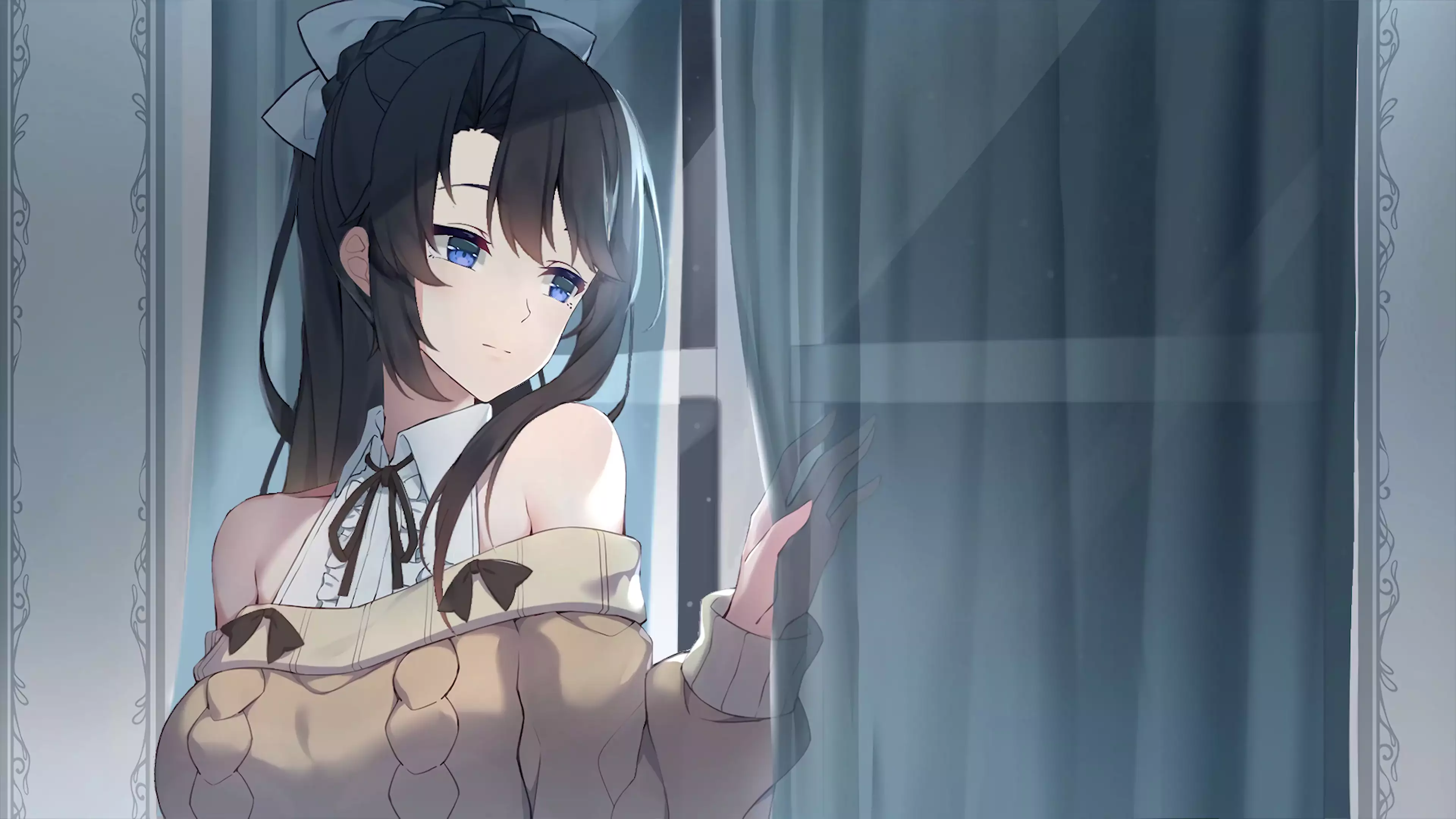 arts, idolmaster: shiny colors, nice girl, looking out of the window, anime, anime girls, looks out the window, beautiful girl, hiori kazano Live Wallpaper
