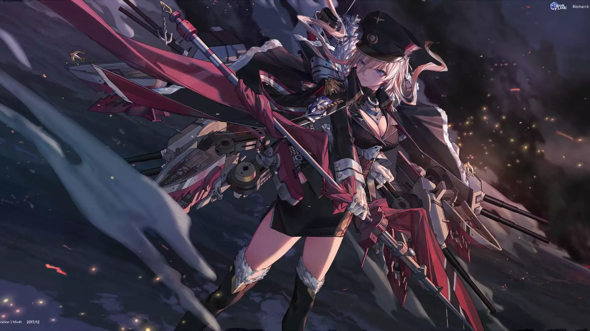 anime girls, bismarck, games, azur lane, anime, bismarck, nice girl, the azure way, arts, cute girl, battleship Live Wallpaper
